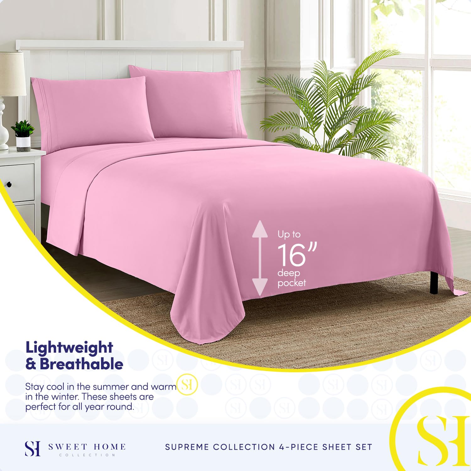Foto 4 pulgar | Sábanas Sweet Home Collection Supreme Queen Pink - Venta Internacional.