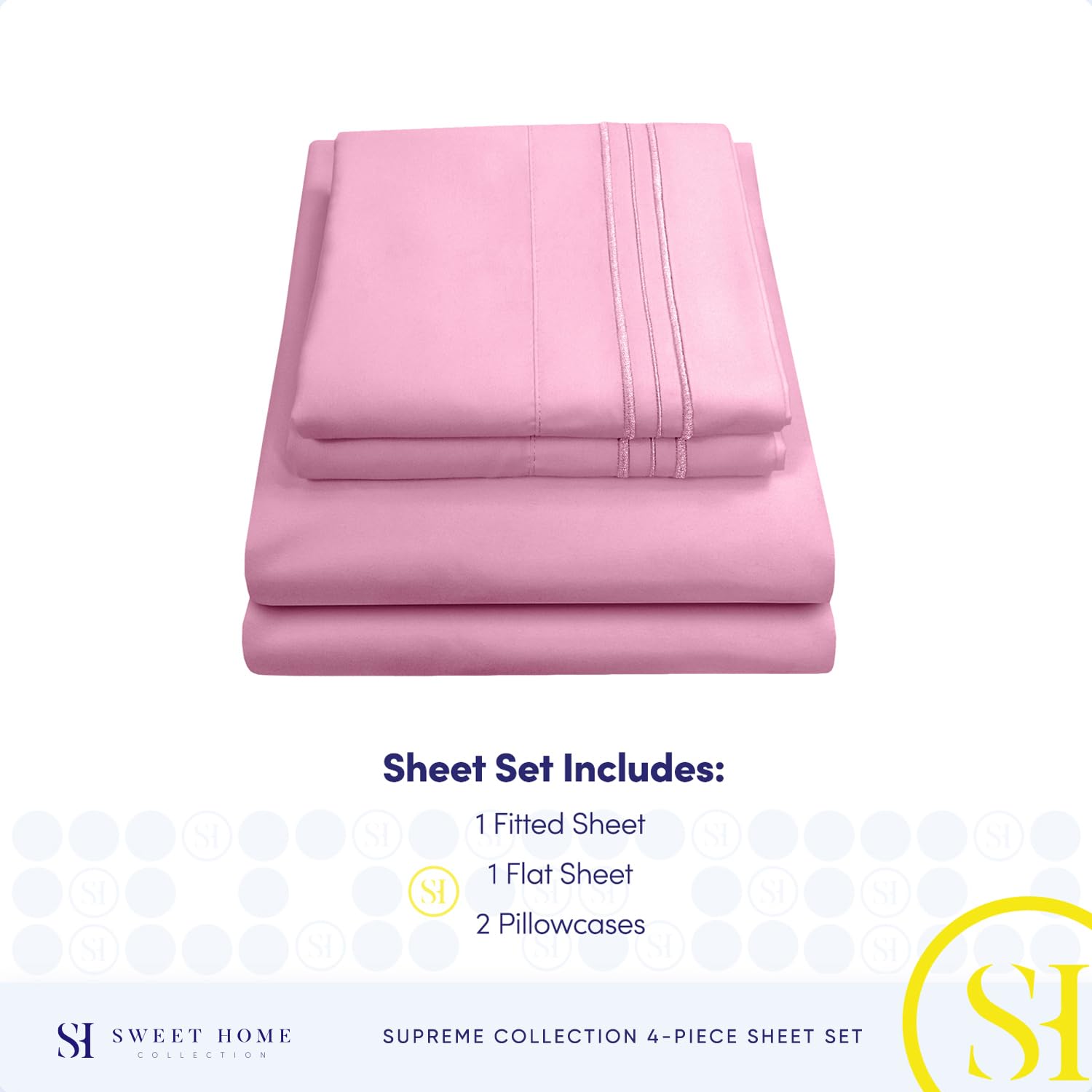 Foto 5 pulgar | Sábanas Sweet Home Collection Supreme Queen Pink - Venta Internacional.