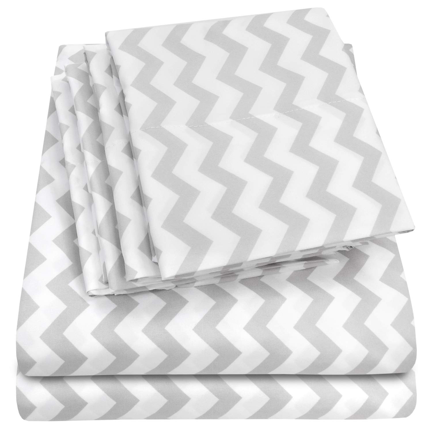 Juego De Sábanas Sweet Home Collection Chevron Grey Queen - Venta Internacional.