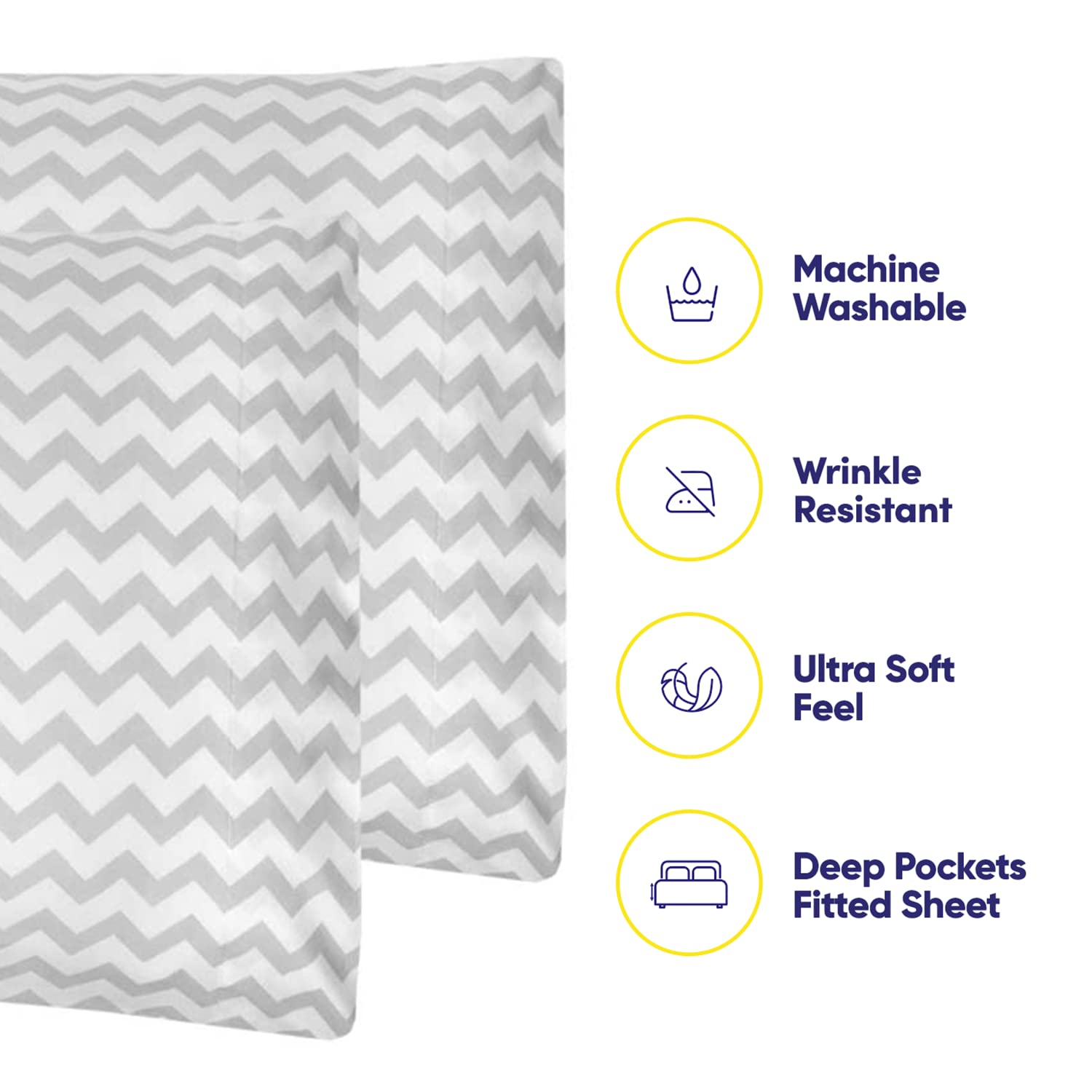 Foto 4 pulgar | Juego De Sábanas Sweet Home Collection Chevron Grey Queen - Venta Internacional.