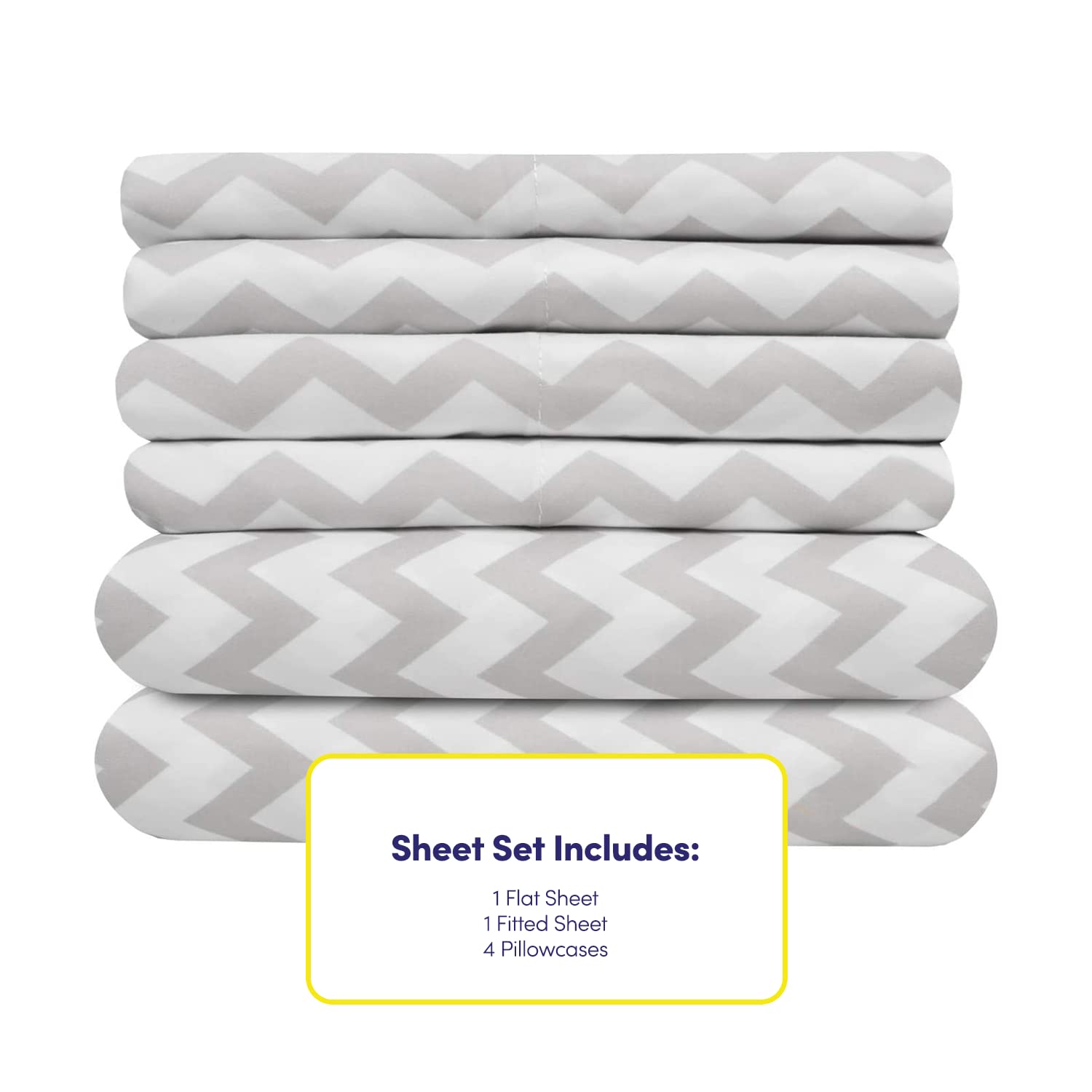 Foto 5 pulgar | Juego De Sábanas Sweet Home Collection Chevron Grey Queen - Venta Internacional.