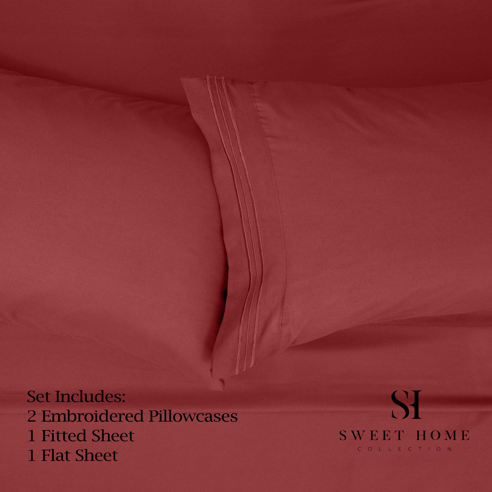 Foto 3 pulgar | Juego De Sábanas Sweet Home Collection 1500 Supreme Queen Burgundy - Venta Internacional.