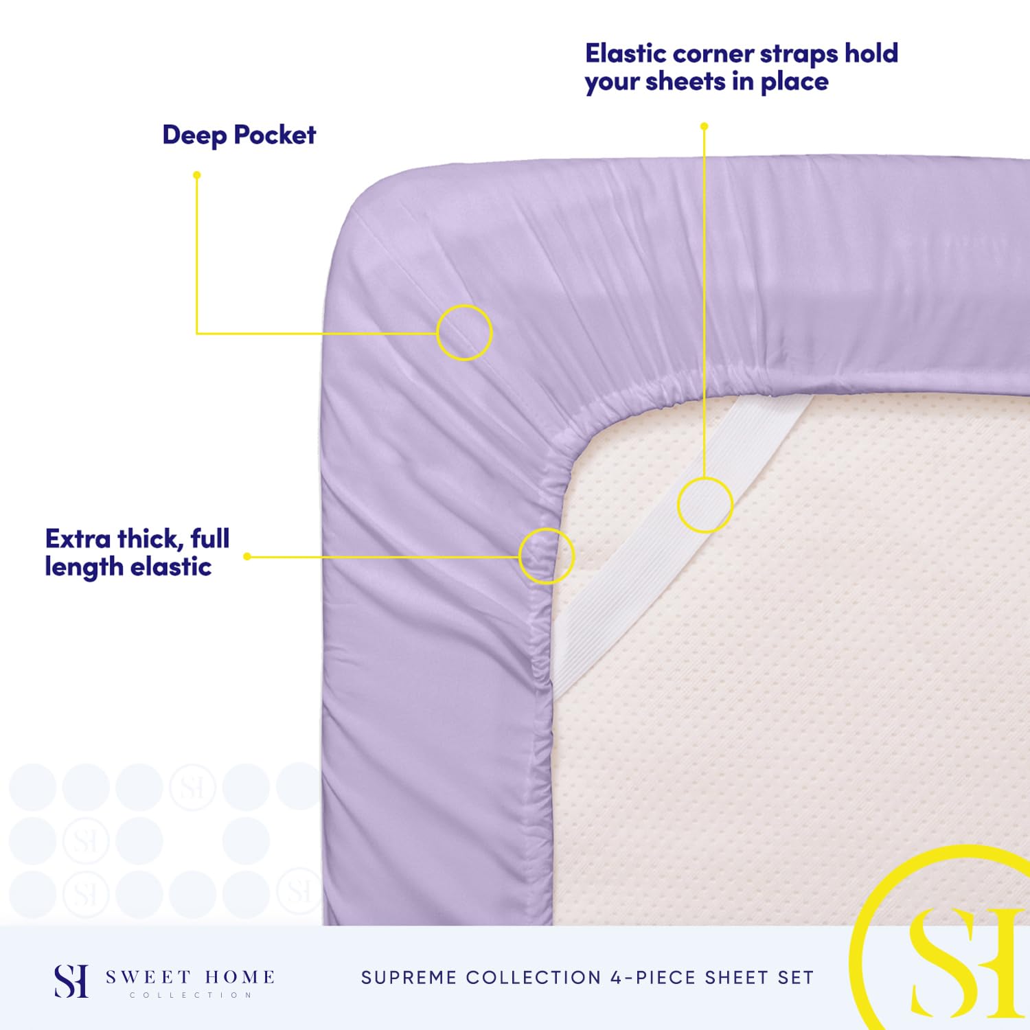 Foto 6 pulgar | Sábanas Sweet Home Collection Supreme Queen Lavender - Venta Internacional.