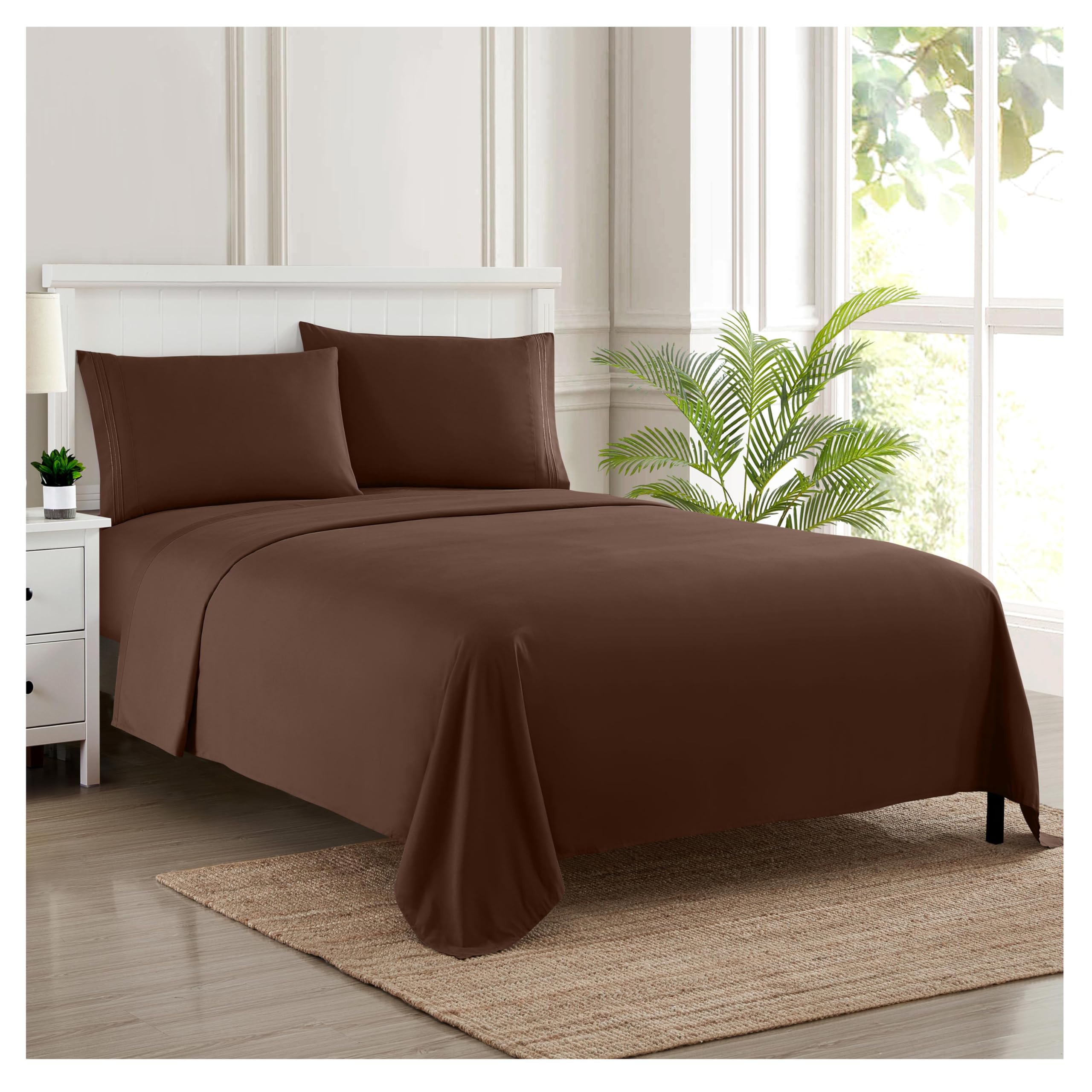 Foto 2 pulgar | Juego De Sábanas Sweet Home Collection Split King Brown 1800tc - Venta Internacional.