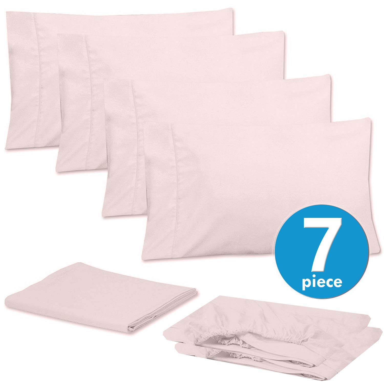 Foto 4 pulgar | Juego De Sábanas Sweet Home Collection Supreme Pale Pale Pink Split King - Venta Internacional.
