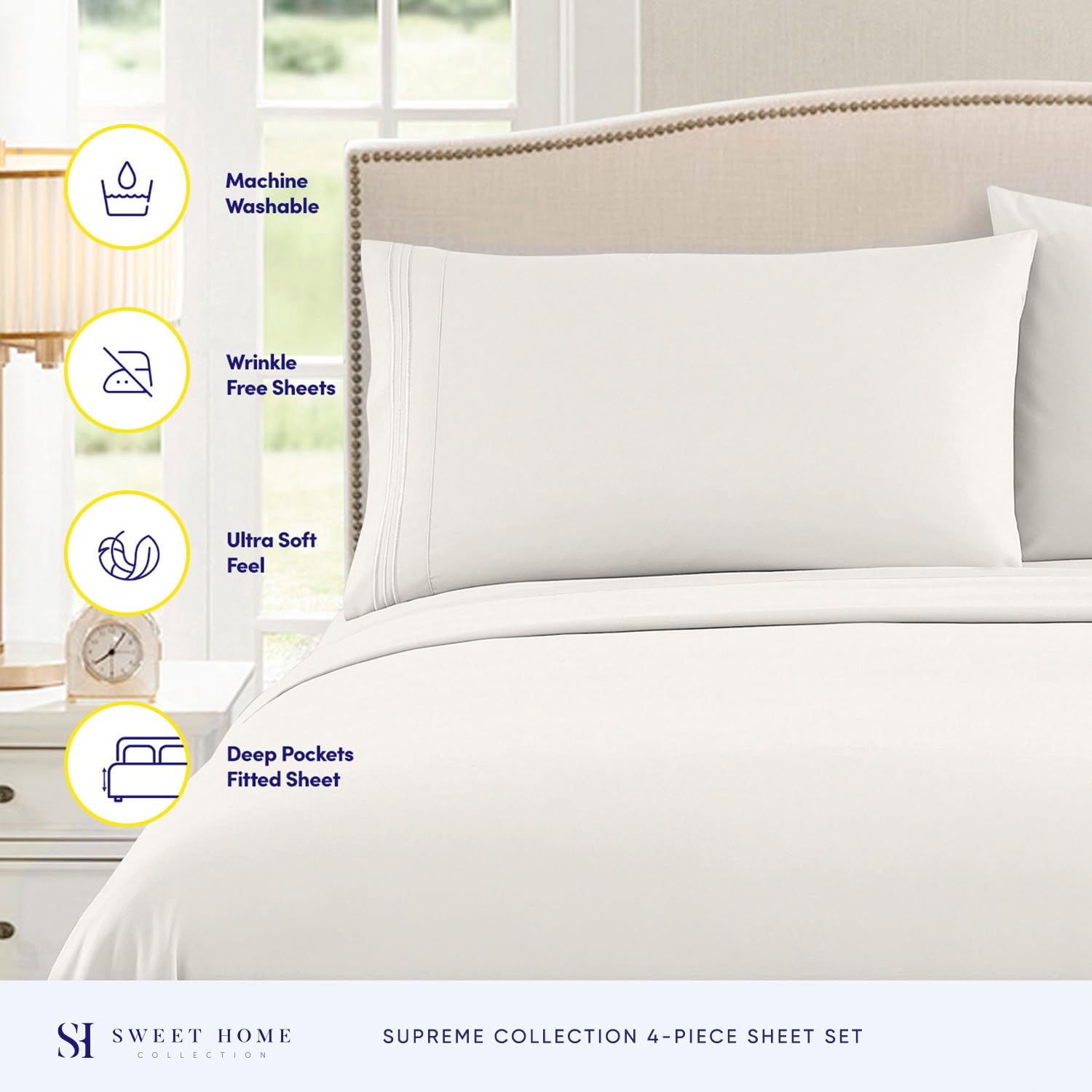 Foto 2 | Sábanas Sweet Home Collection King Size Marfil - Venta Internacional.
