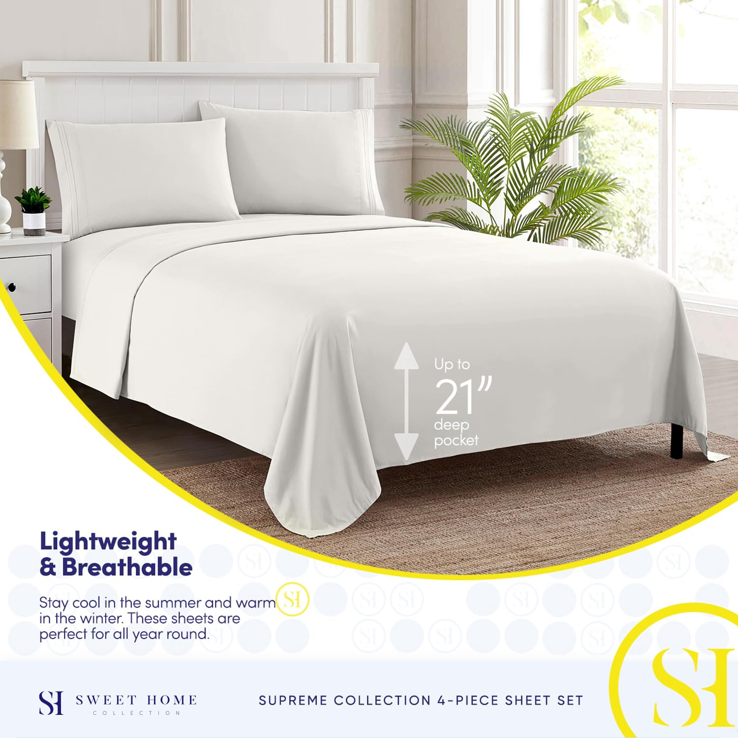 Foto 4 pulgar | Sábanas Sweet Home Collection King Size Marfil - Venta Internacional.