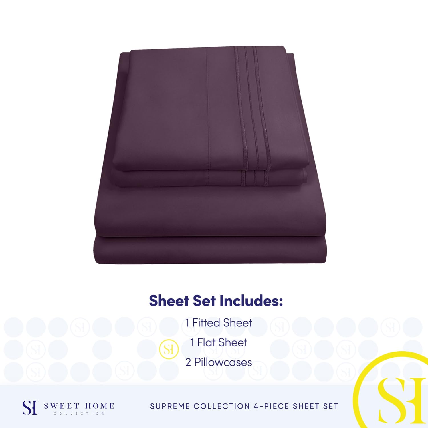 Foto 5 pulgar | Sábanas Sweet Home Collection Supreme Queen Purple - Venta Internacional.