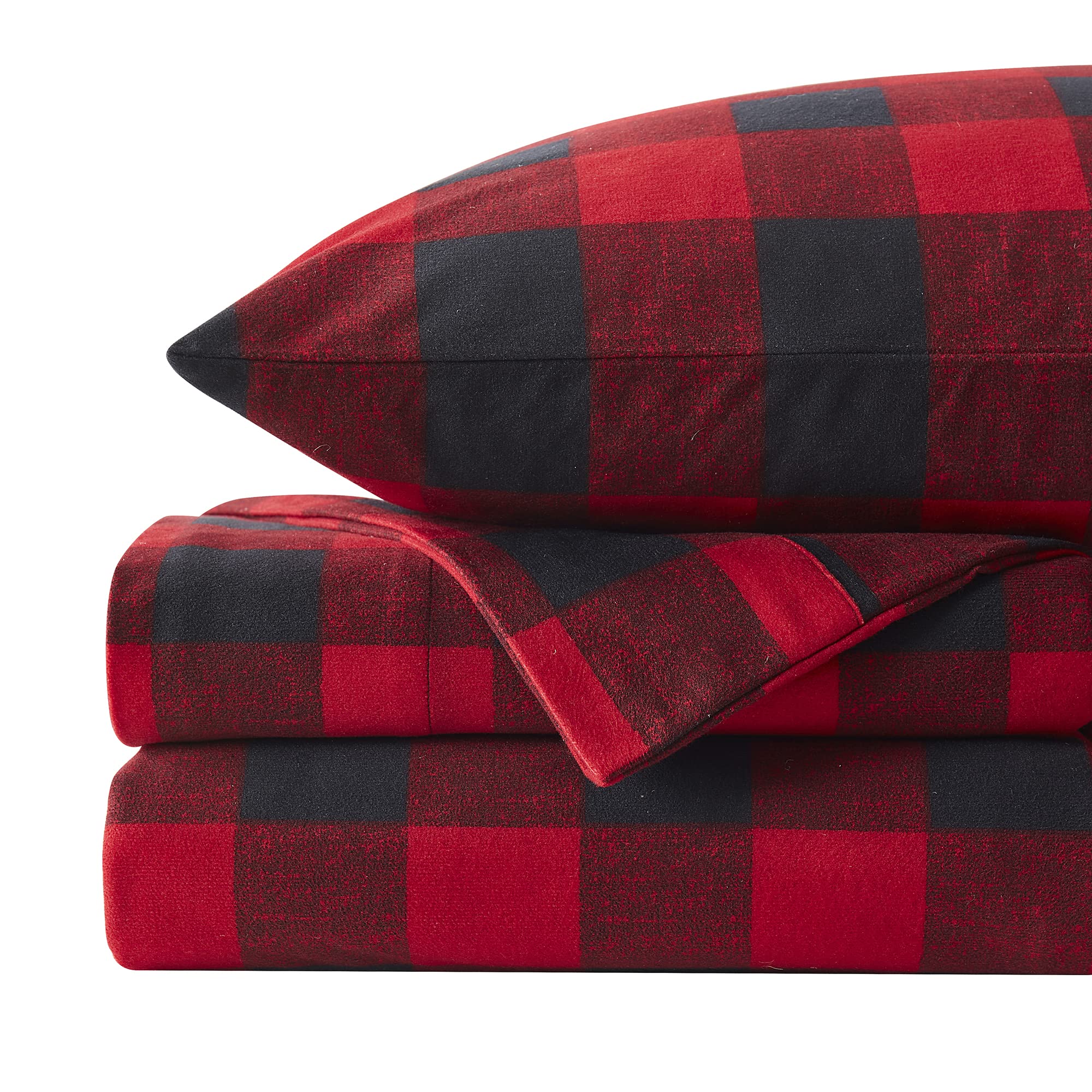 Sábanas De Franela, Colección Sweet Home, Buffalo Check Plaid - Venta Internacional.