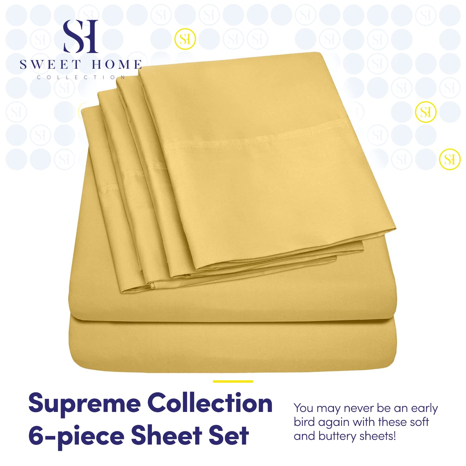 Foto 3 pulgar | Sábanas Sweet Home Collection 1500 Supreme Full Yellow - Venta Internacional.
