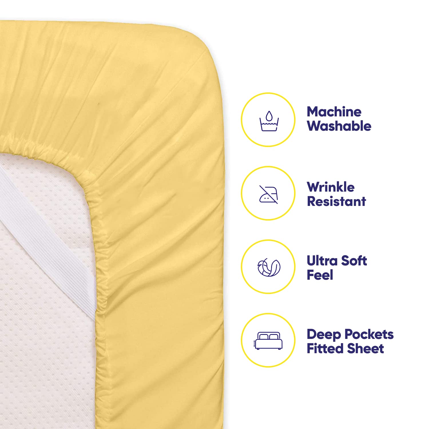 Foto 4 pulgar | Sábanas Sweet Home Collection 1500 Supreme Full Yellow - Venta Internacional.