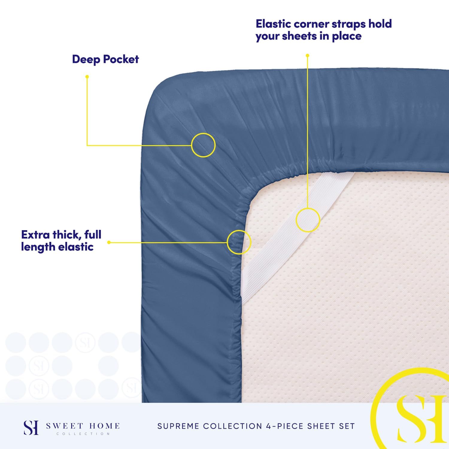 Foto 6 pulgar | Sábanas Sweet Home Collection Rv Short Queen Denim - Venta Internacional.
