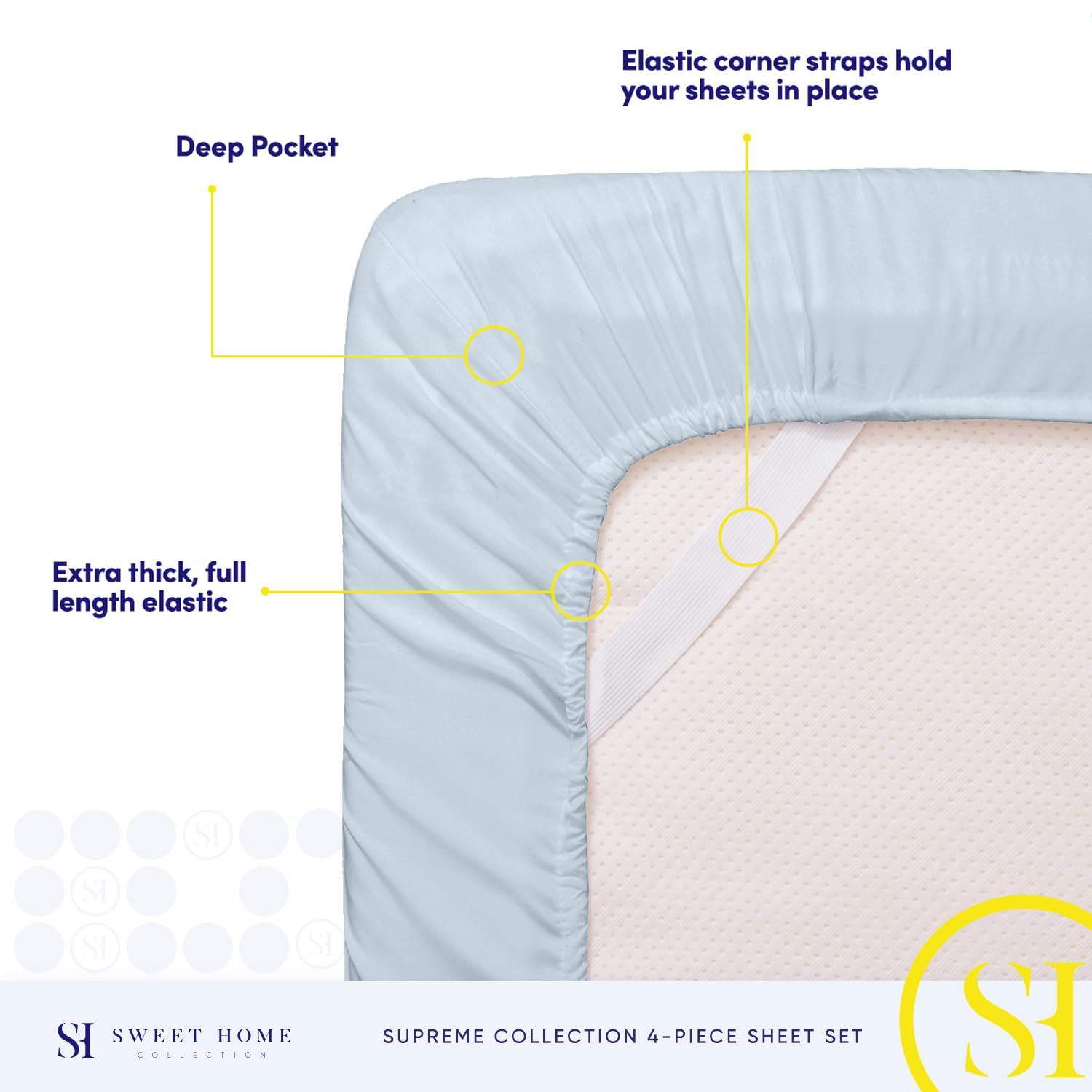 Foto 6 pulgar | Sábanas Sweet Home Collection Rv Short Queen, Color Azul Claro - Venta Internacional.