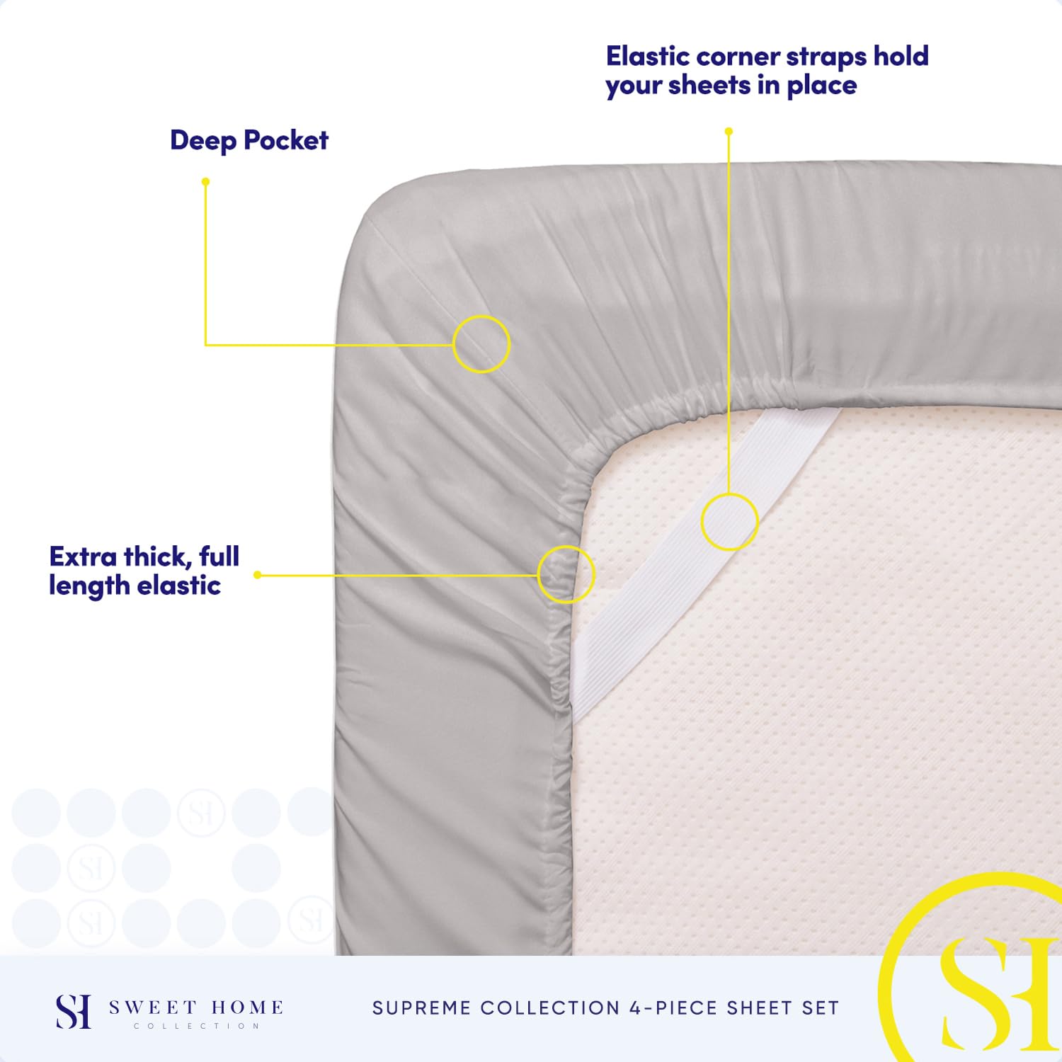 Foto 6 pulgar | Sábanas Sweet Home Collection Rv Short Queen Silver - Venta Internacional.