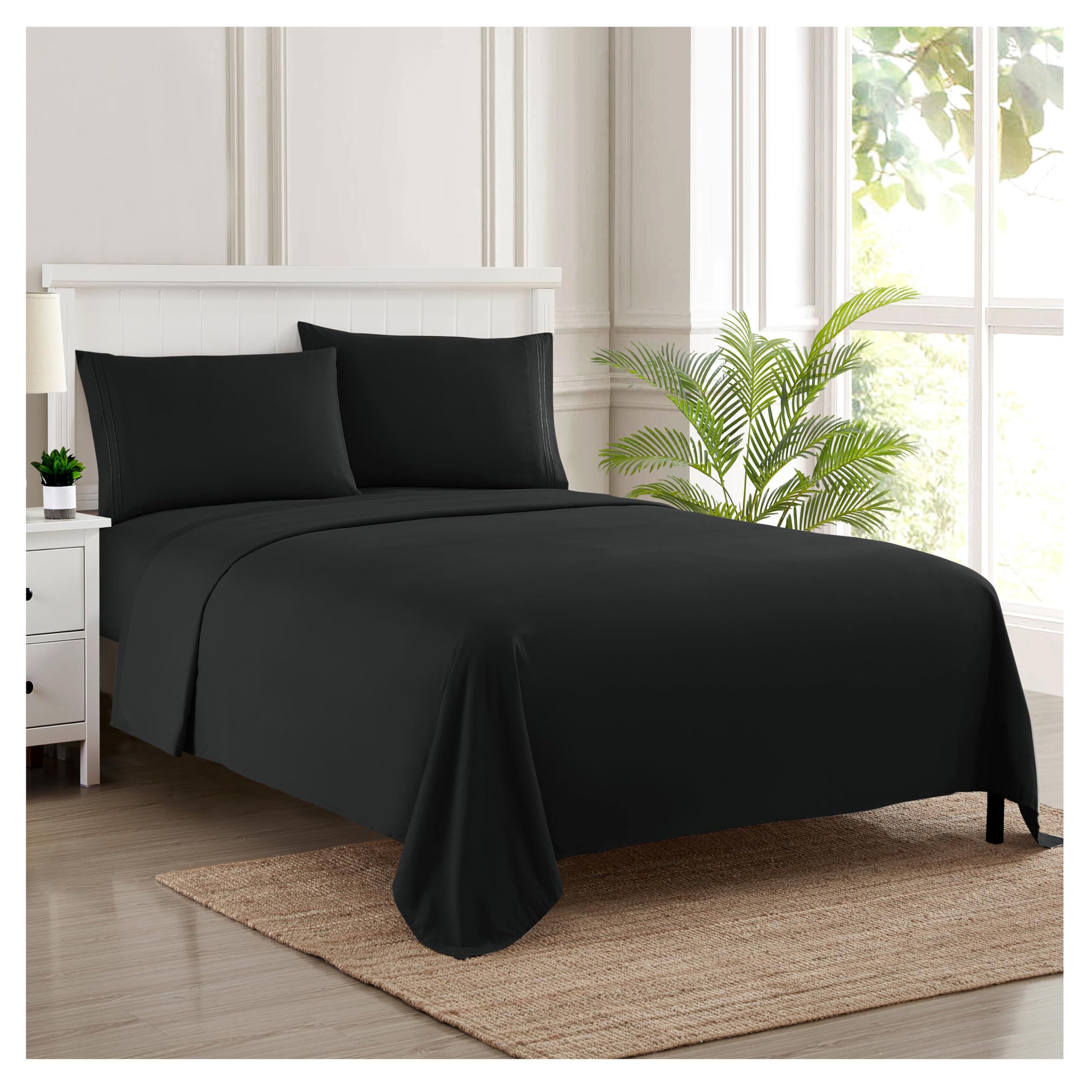 Foto 1 | Sábanas Sweet Home Collection Rv Short Queen, Color Negro - Venta Internacional.