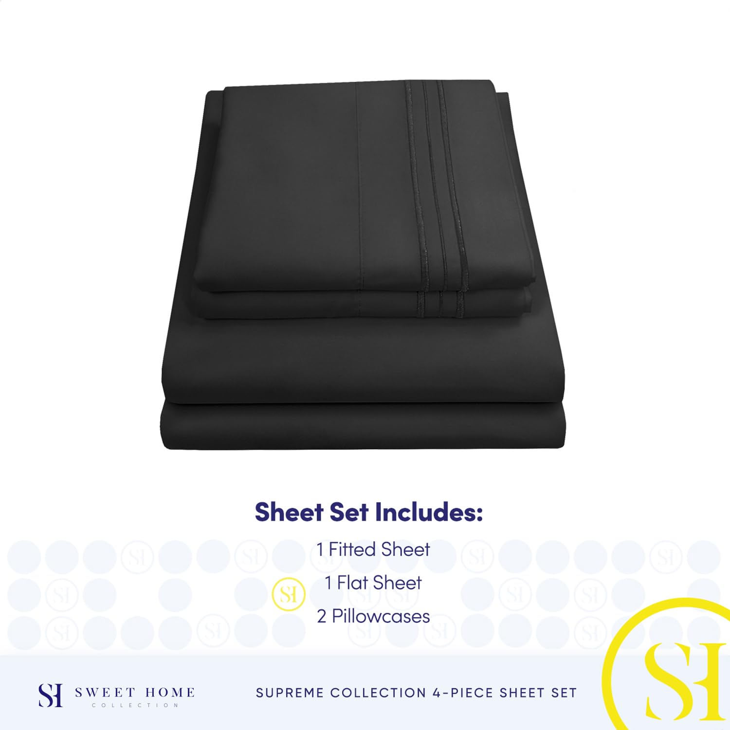Foto 5 pulgar | Sábanas Sweet Home Collection Rv Short Queen, Color Negro - Venta Internacional.