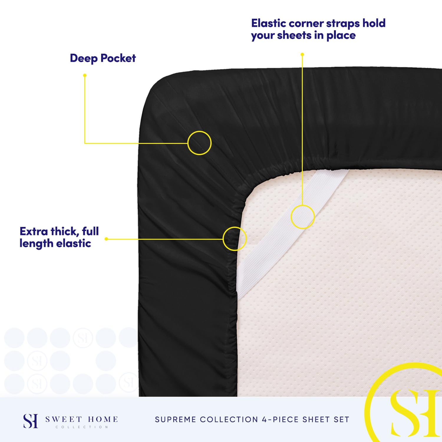 Foto 6 pulgar | Sábanas Sweet Home Collection Rv Short Queen, Color Negro - Venta Internacional.