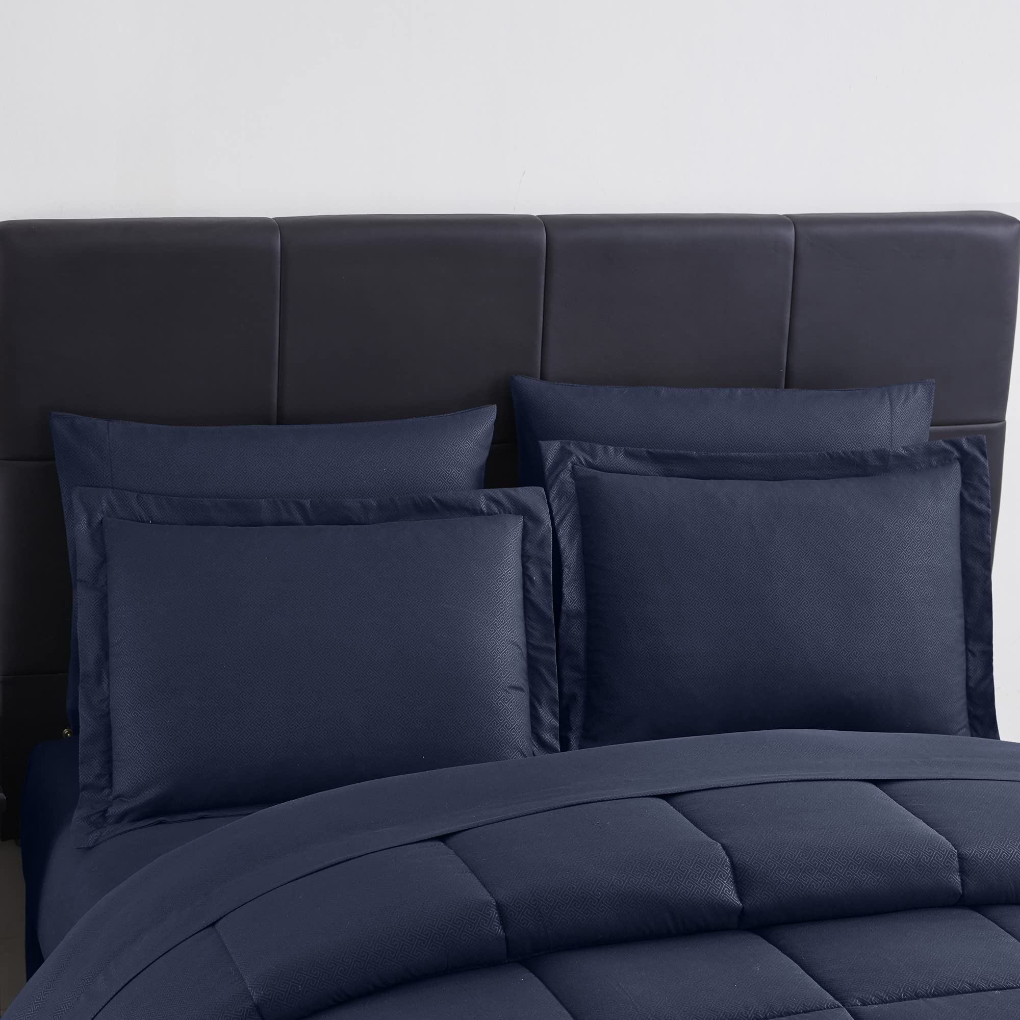 Foto 3 pulgar | Juego De Ropa De Cama Sweet Home Collection Greek Key Navy King Size - Venta Internacional.
