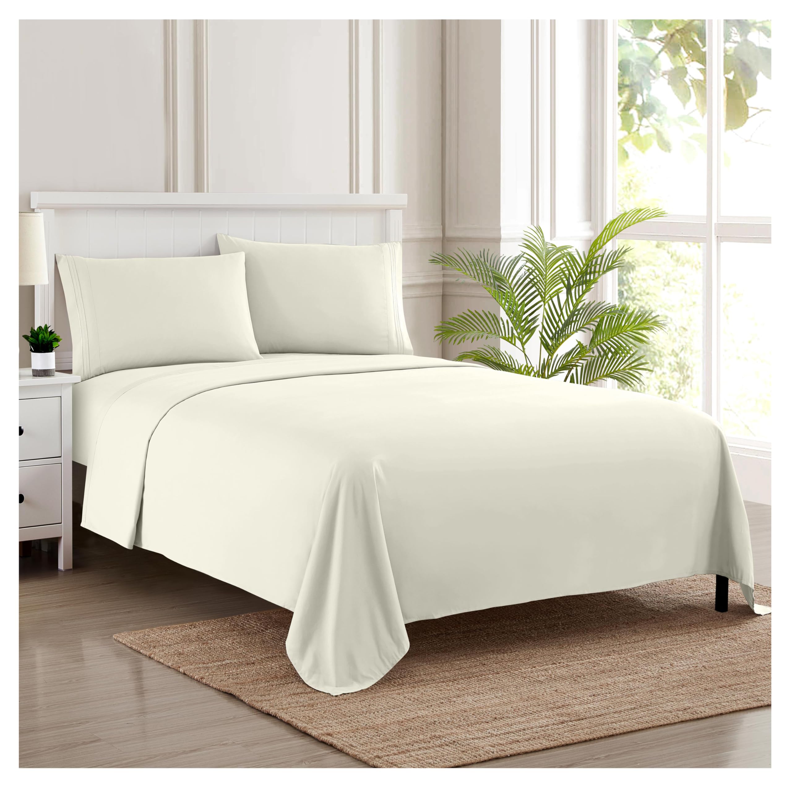 Juego De Sábanas Sweet Home Collection 1800 Supreme Twin Ivory - Venta Internacional.