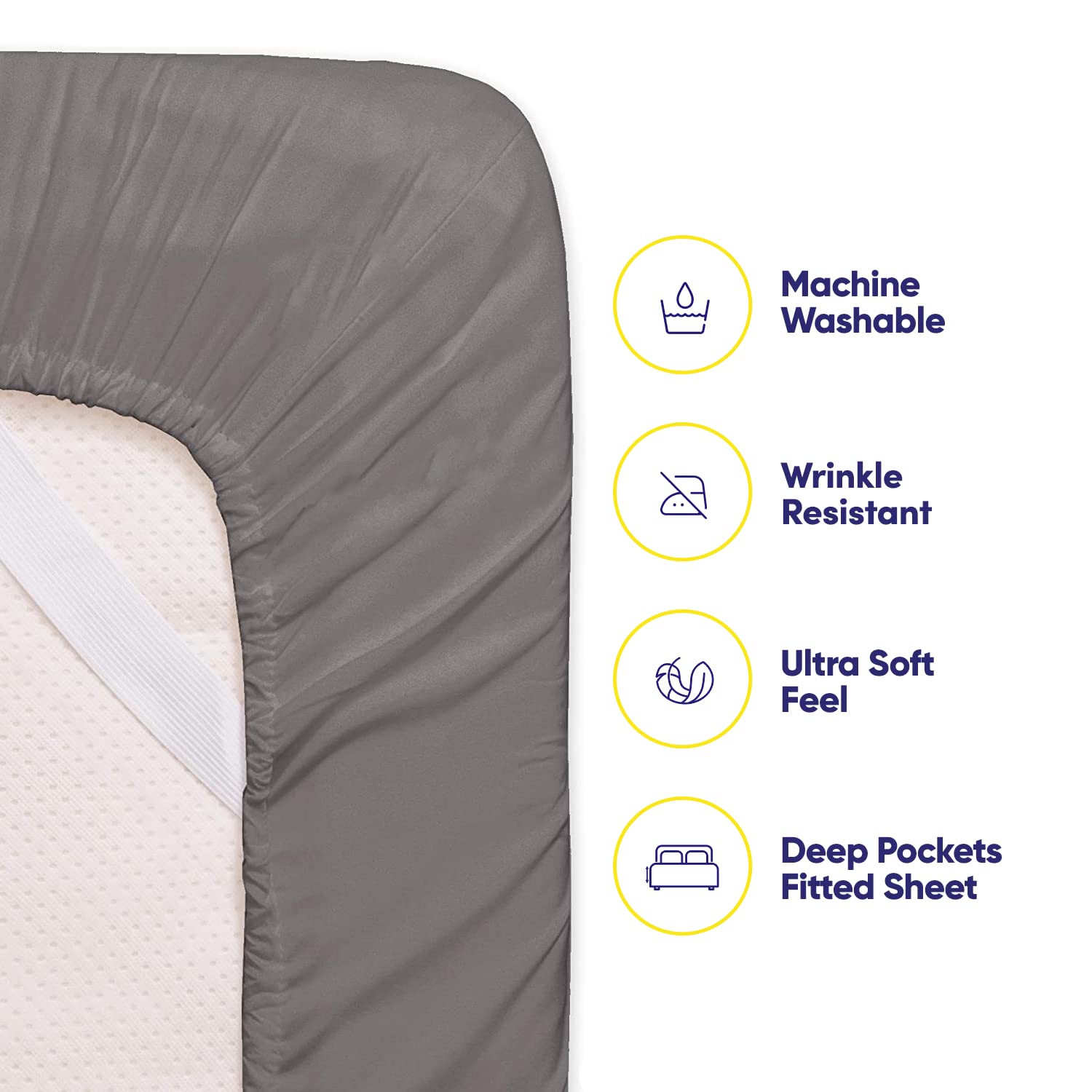 Foto 4 pulgar | Sábanas Sweet Home Collection 1500 Supreme Full Grey - Venta Internacional.