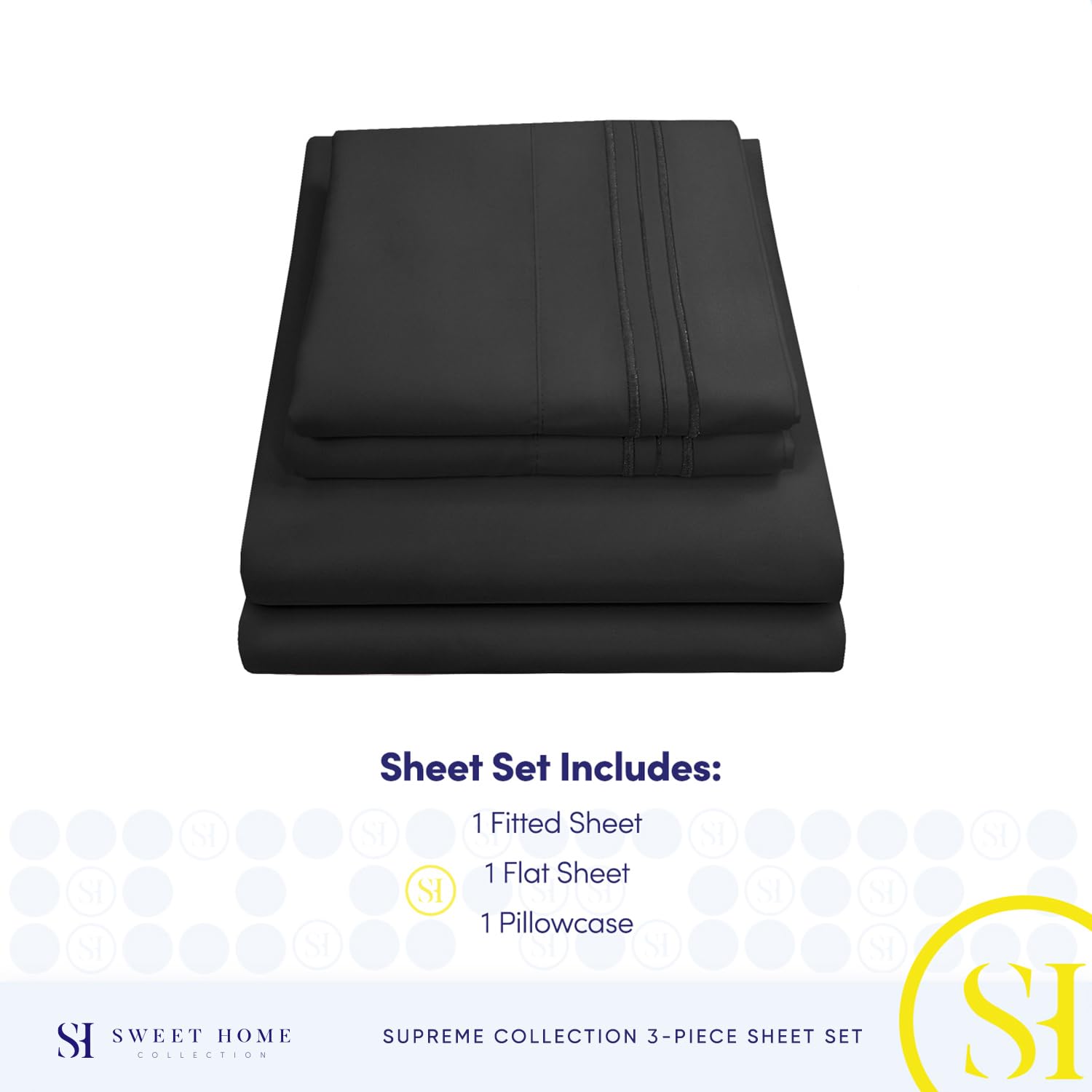 Foto 5 pulgar | Juego De Sábanas Sweet Home Collection Twin Xl, Color Negro, 1800 Hilos - Venta Internacional.