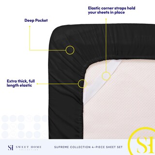 Foto 5 | Juego De Sábanas Sweet Home Collection Twin Xl, Color Negro, 1800 Hilos - Venta Internacional.