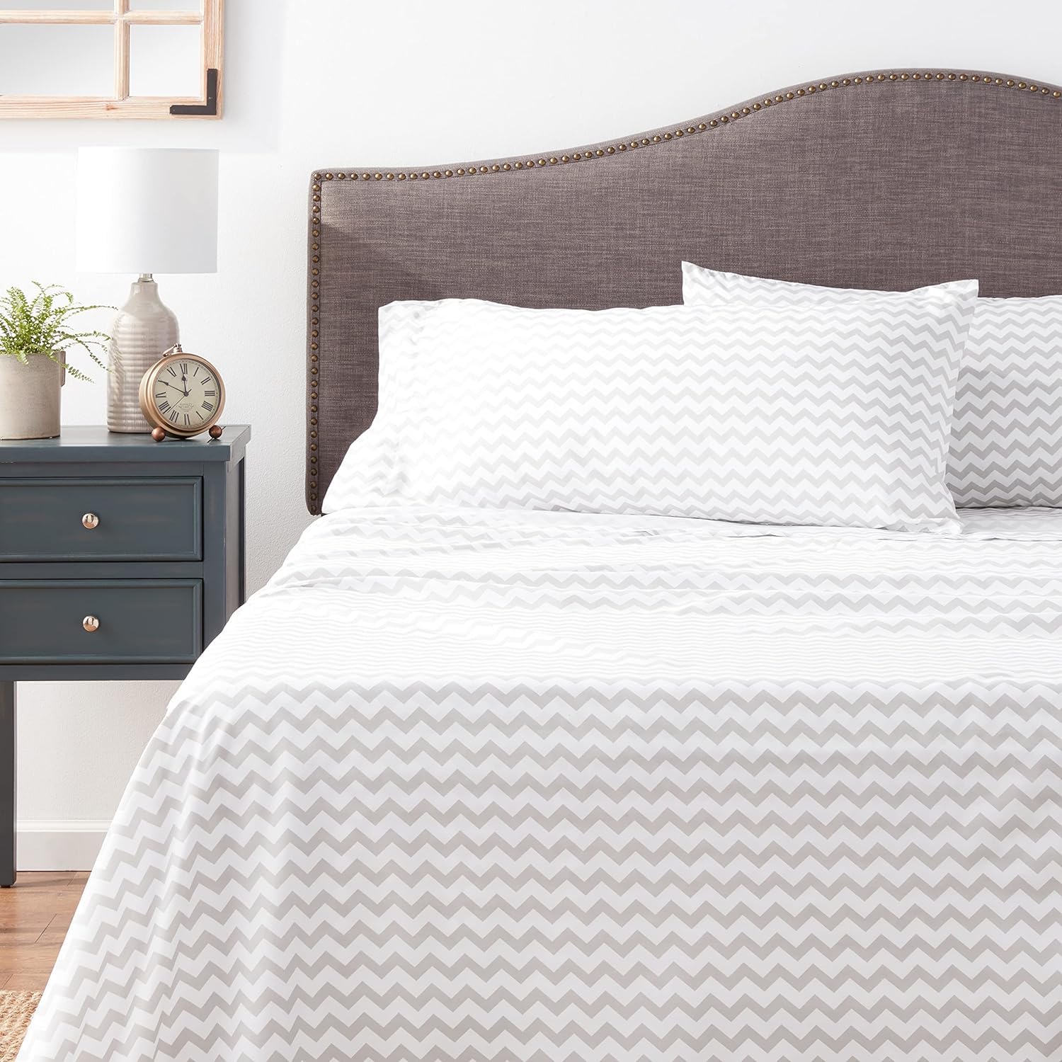 Juego De Sábanas Sweet Home Collection California King Chevron Gris - Venta Internacional.