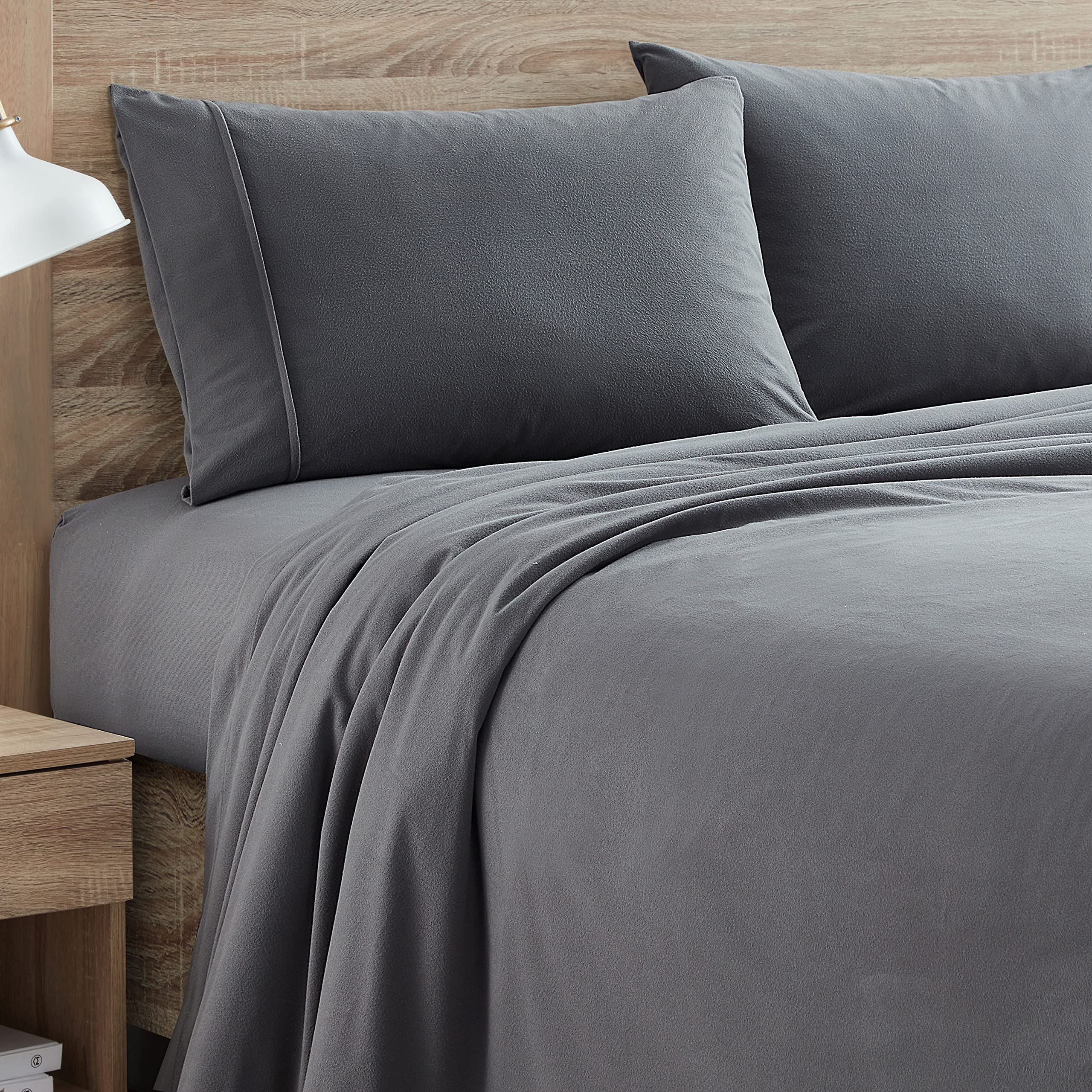 Sábanas De Franela De La Colección Sweet Home, Cálidas Y Acogedoras, Color Gris - Venta Internacional.