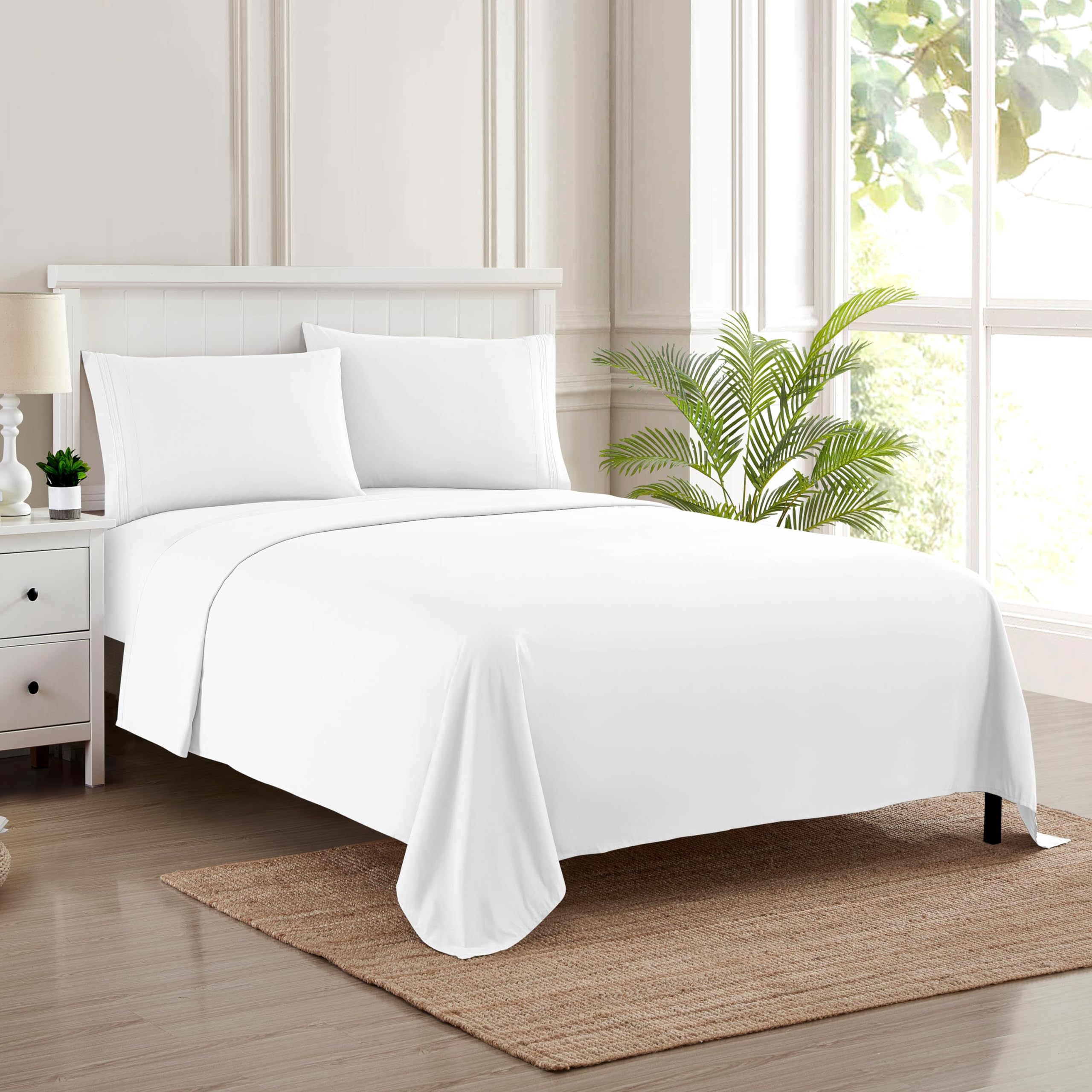 Foto 1 | Sábanas Sweet Home Collection Supreme Queen, Color Blanco - Venta Internacional.