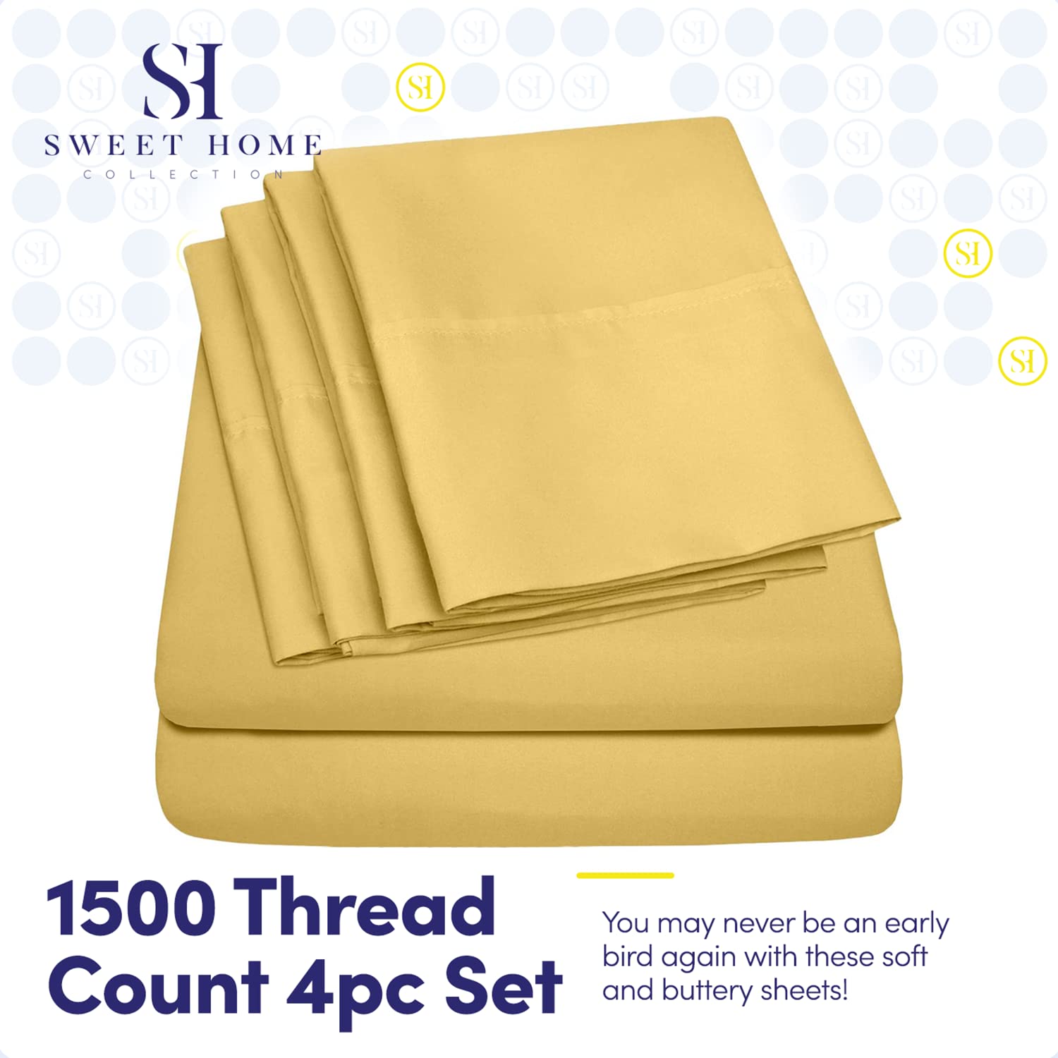 Foto 2 | Sábanas Sweet Home Collection 1500 Supreme Twin Yellow - Venta Internacional.