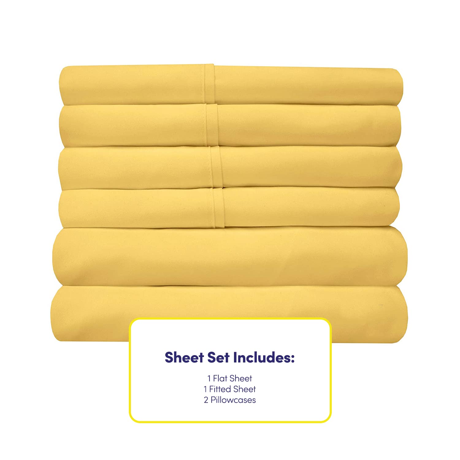 Foto 5 pulgar | Sábanas Sweet Home Collection 1500 Supreme Twin Yellow - Venta Internacional.