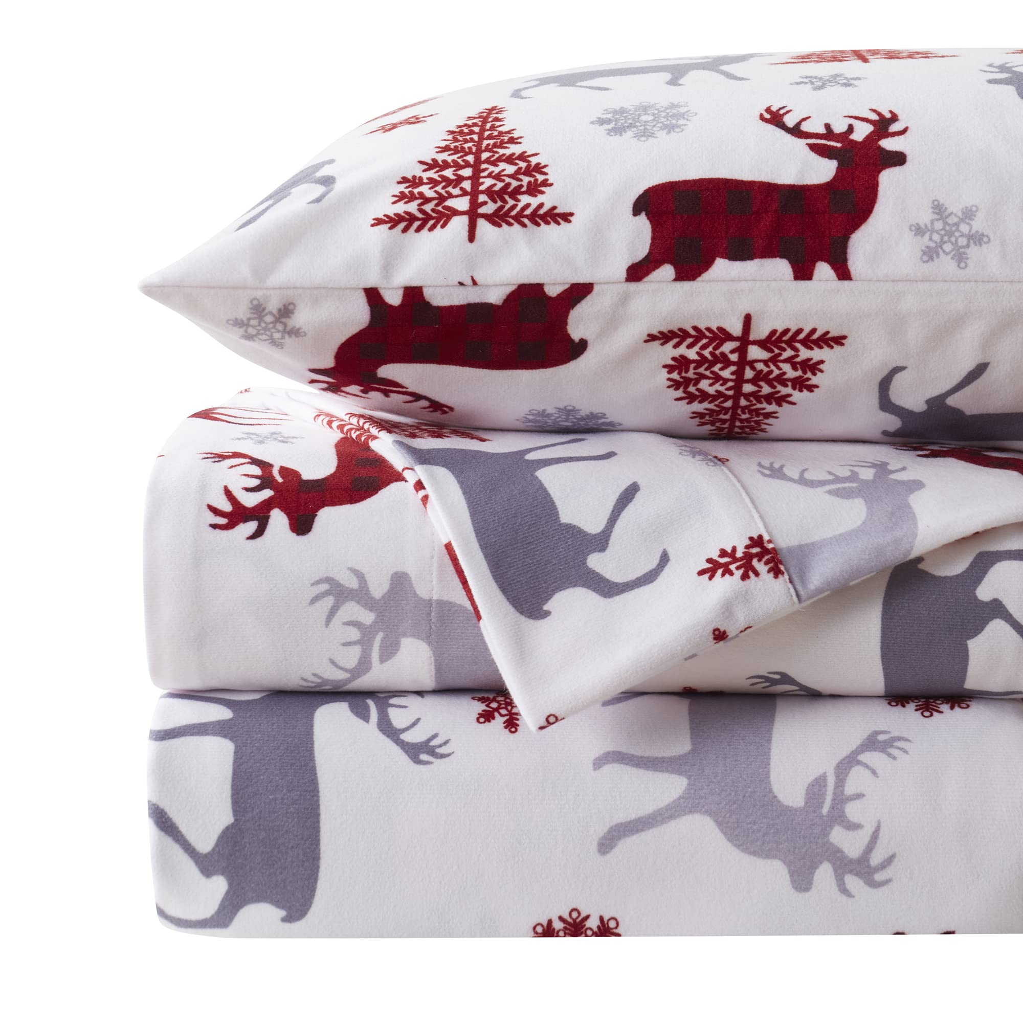 Sábanas De Franela De La Colección Sweet Home Warm Queen Buffalo Deer - Venta Internacional.