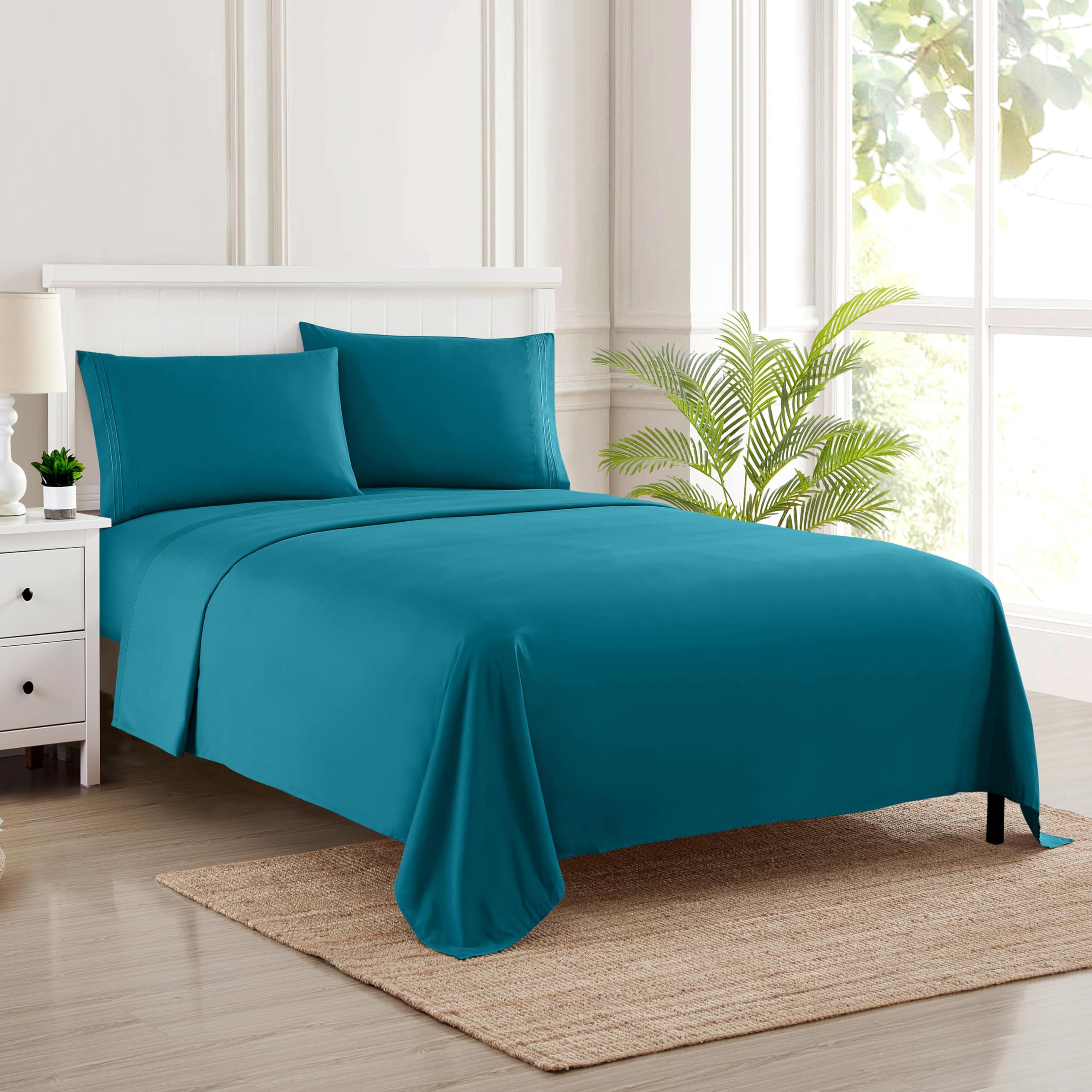 Foto 1 | Sábanas Sweet Home Collection Supreme King, Color Verde Azulado - Venta Internacional.