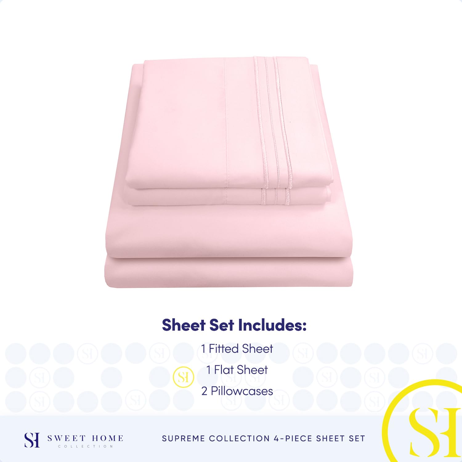 Foto 5 pulgar | Sábanas Sweet Home Collection Supreme King De Color Rosa Pálido - Venta Internacional.