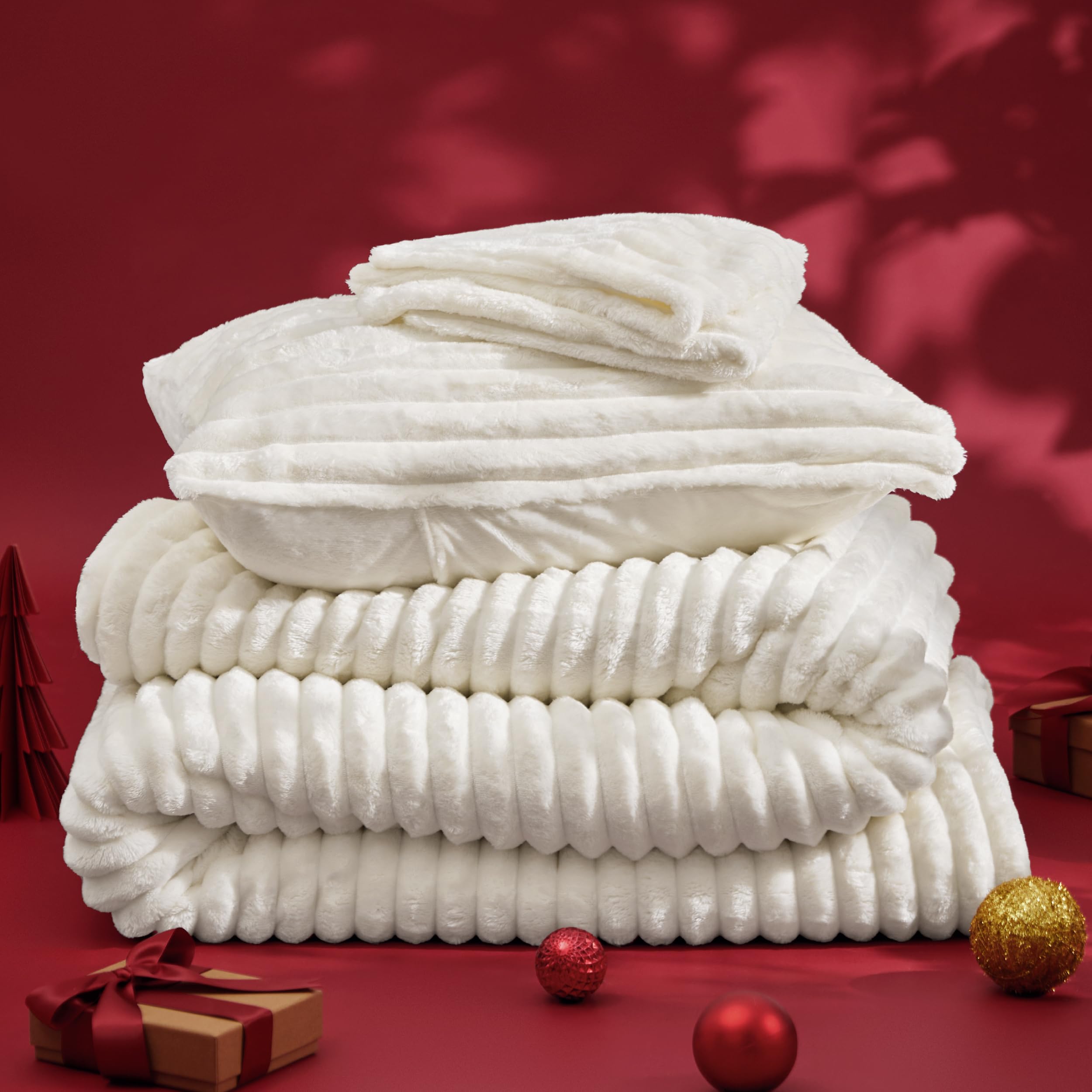 Foto 6 | Juego De Edredón Bedsure Fluffy Queen Con 2 Fundas De Almohada, Color Crema - Venta Internacional.