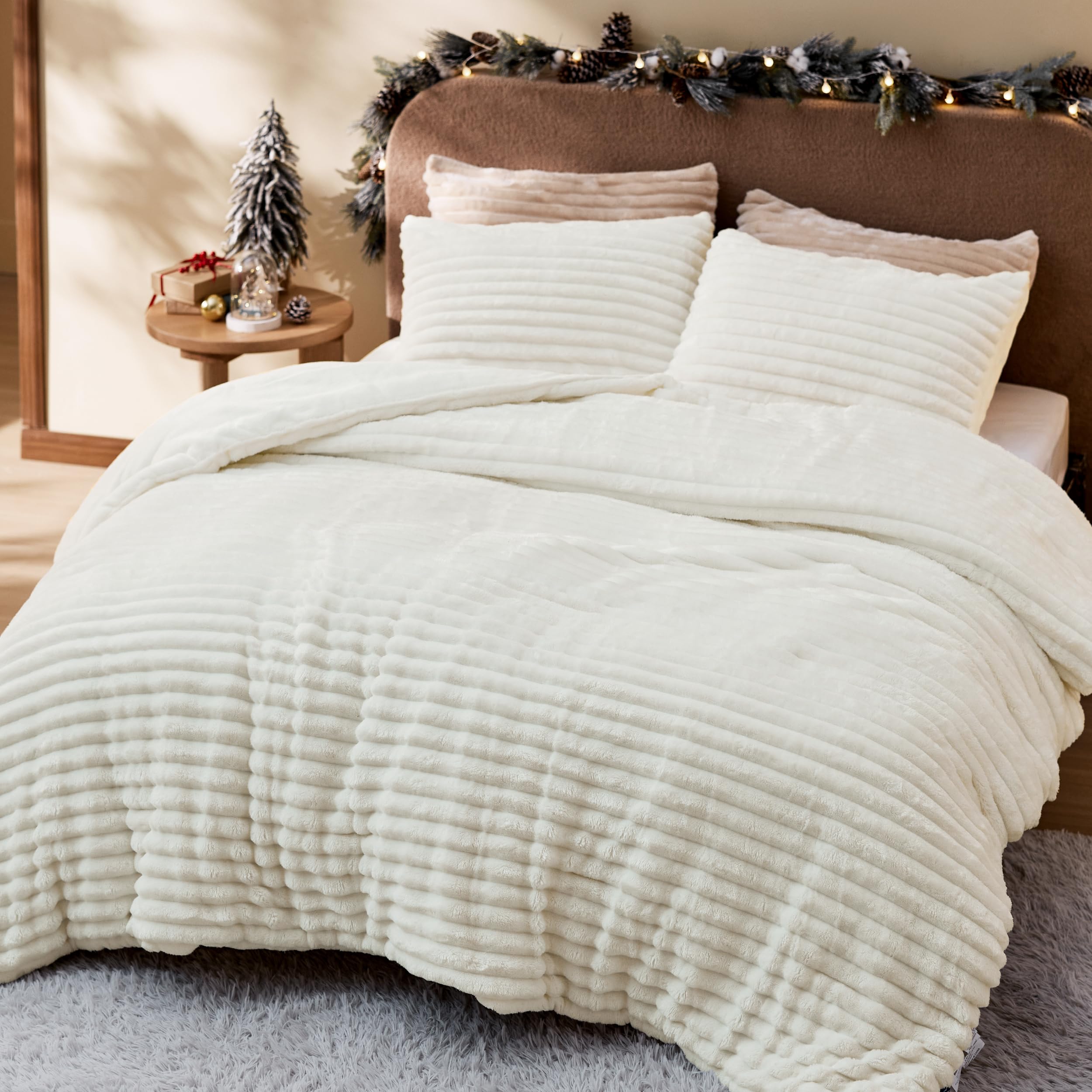 Foto 7 | Juego De Edredón Bedsure Fluffy Queen Con 2 Fundas De Almohada, Color Crema - Venta Internacional.