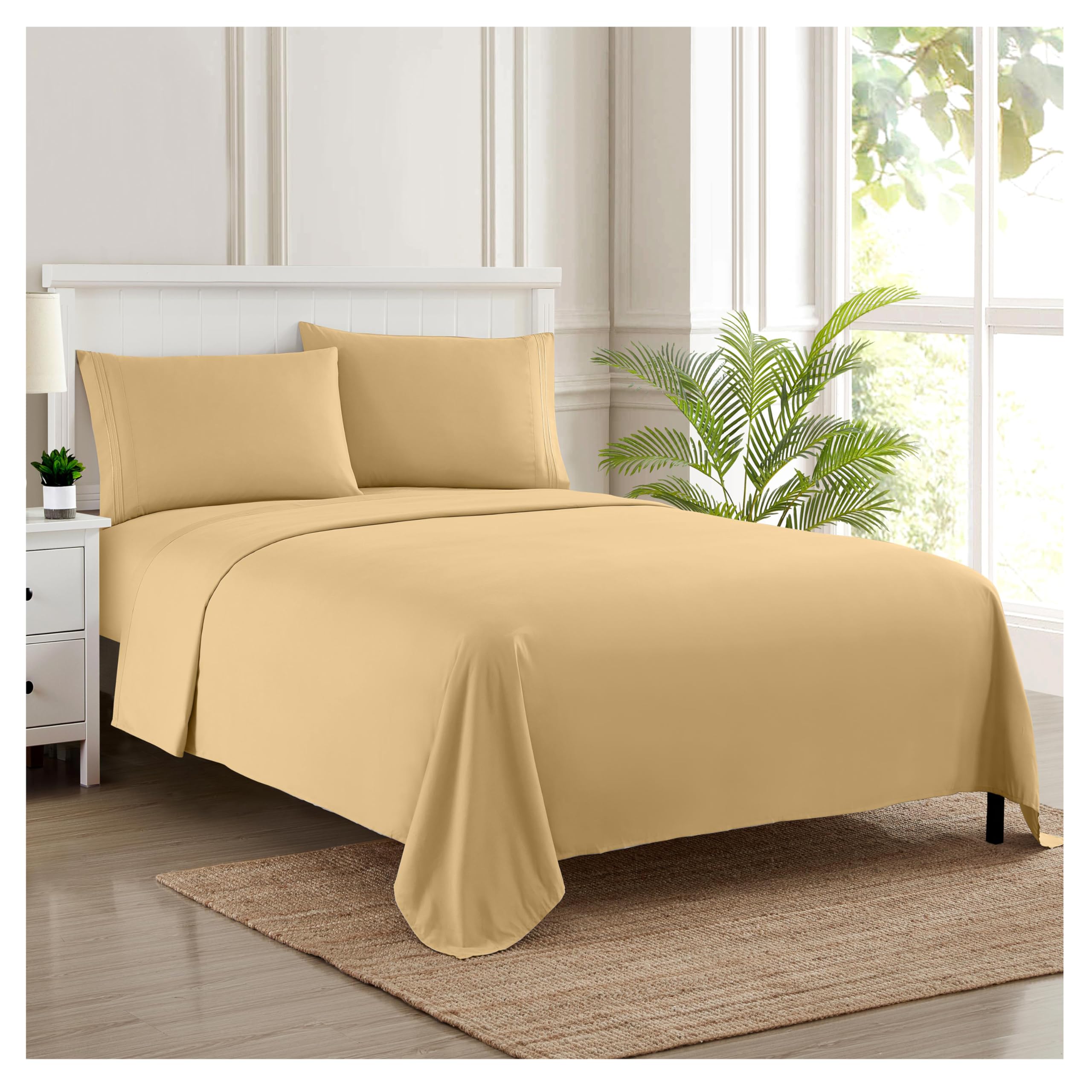 Juego De Sábanas Sweet Home Collection Split King Size Camel - Venta Internacional.