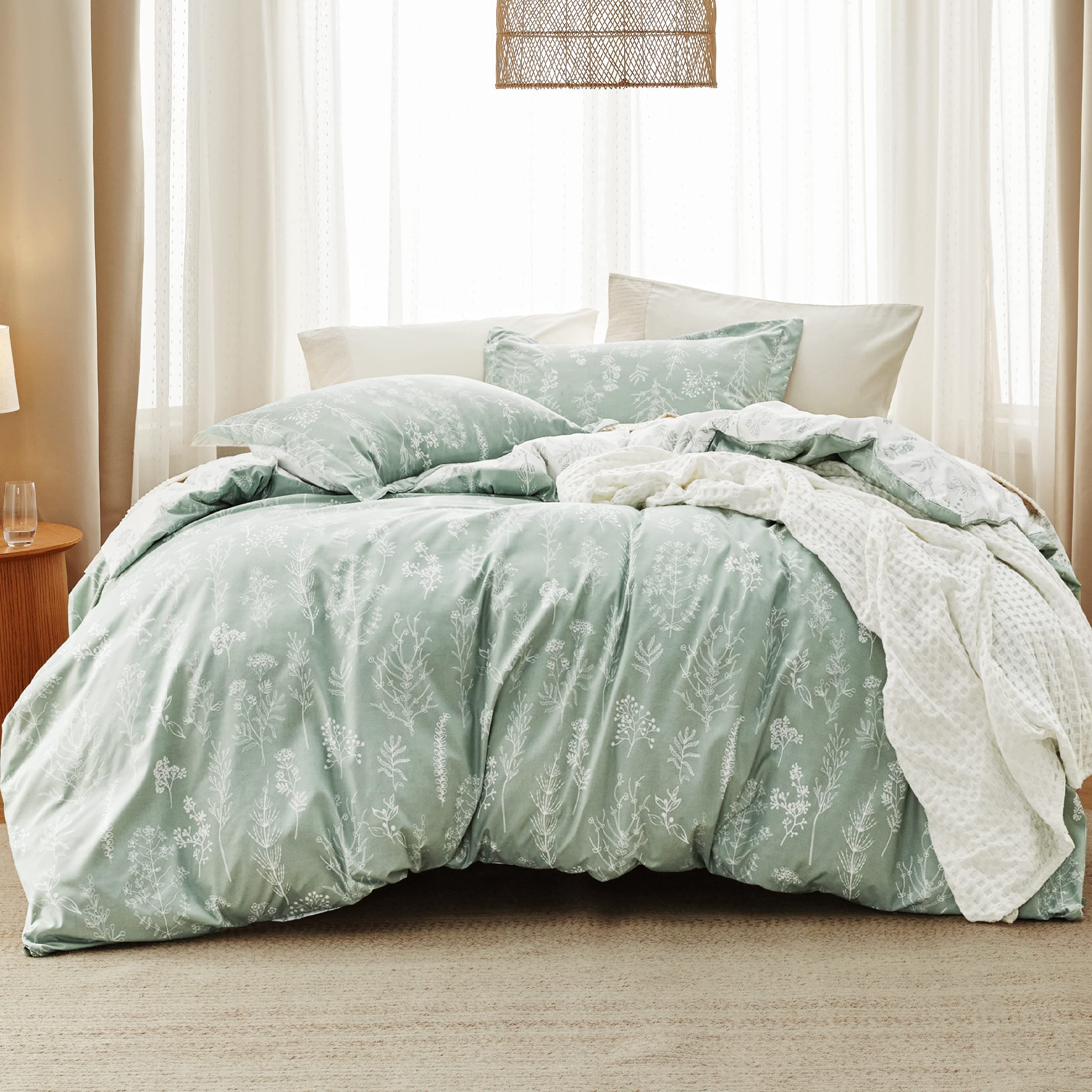 Foto 1 | Juego de Edredón Bedsure Verde Salvia Con Estampado Floral - Venta Internacional