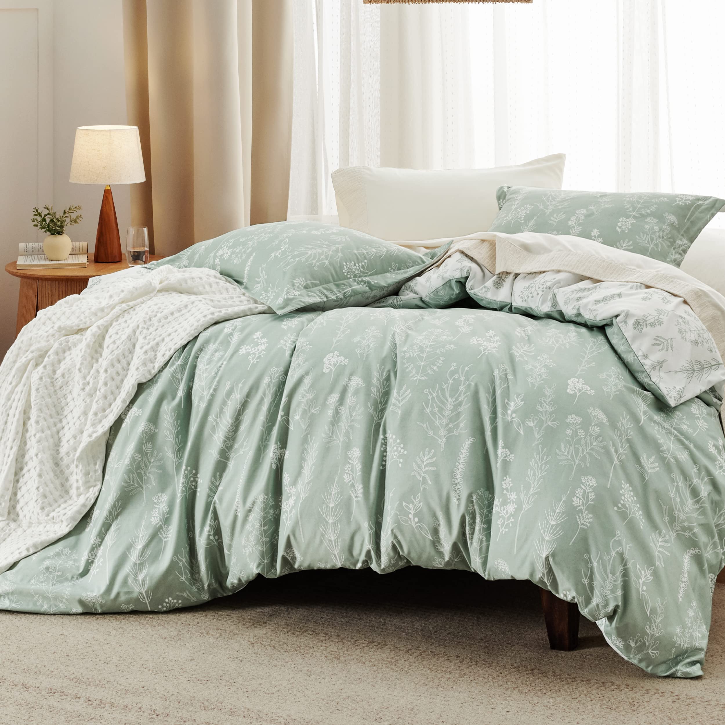Foto 2 | Juego de Edredón Bedsure Verde Salvia Con Estampado Floral - Venta Internacional