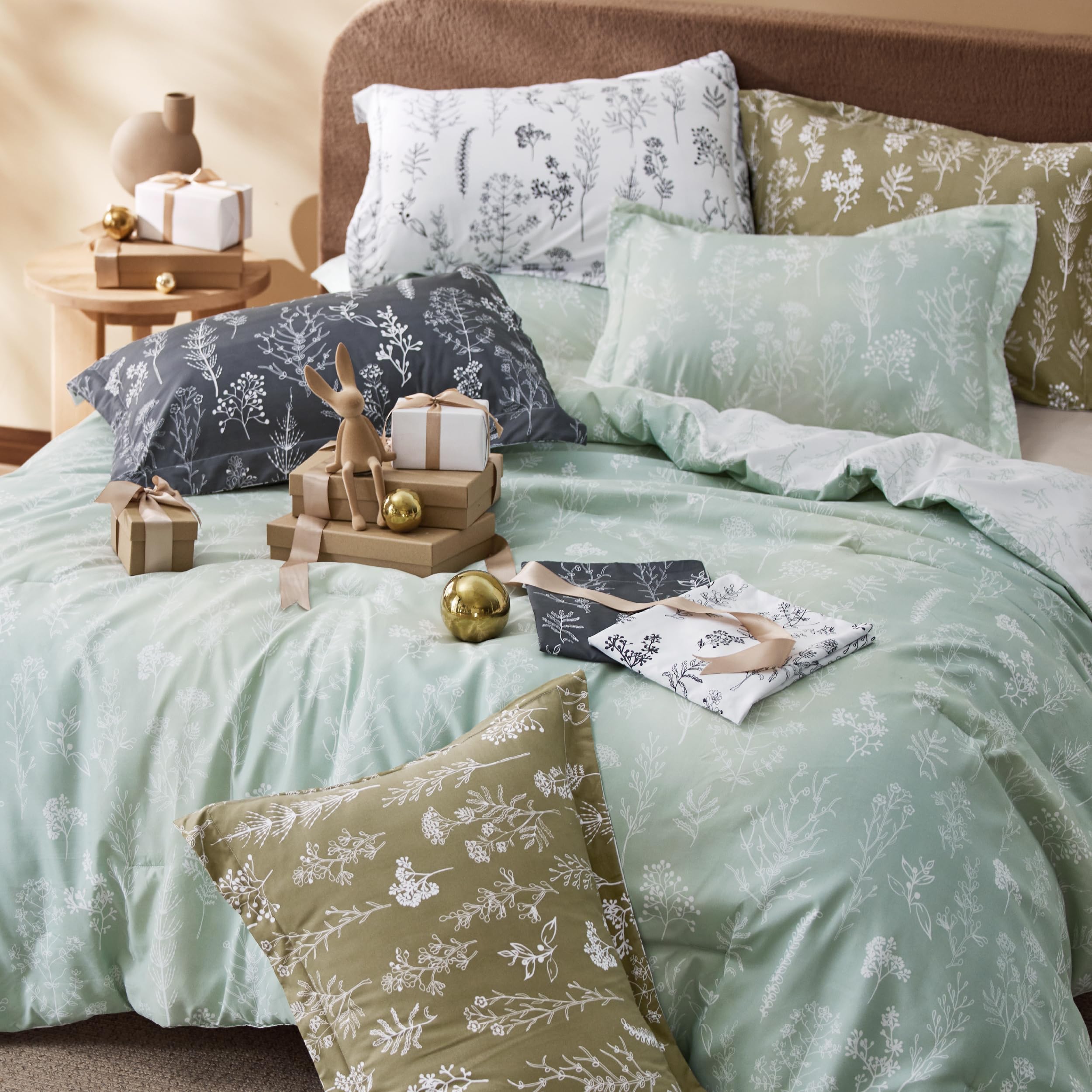 Foto 6 | Juego de Edredón Bedsure Verde Salvia Con Estampado Floral - Venta Internacional