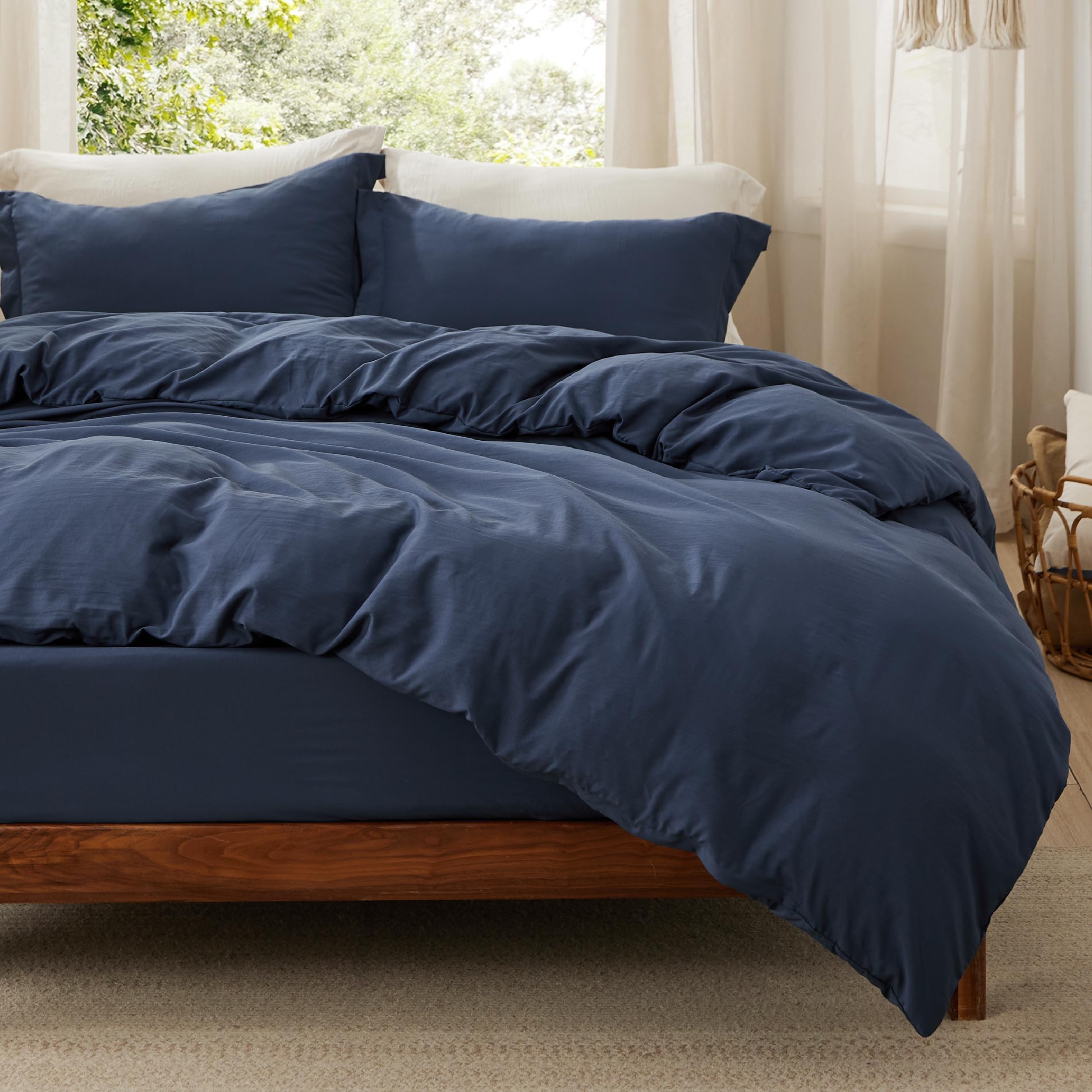 Foto 2 pulgar | Juego de Cama Bedsure Queen con Sábana Bajera Azul Marino - Venta Internacional