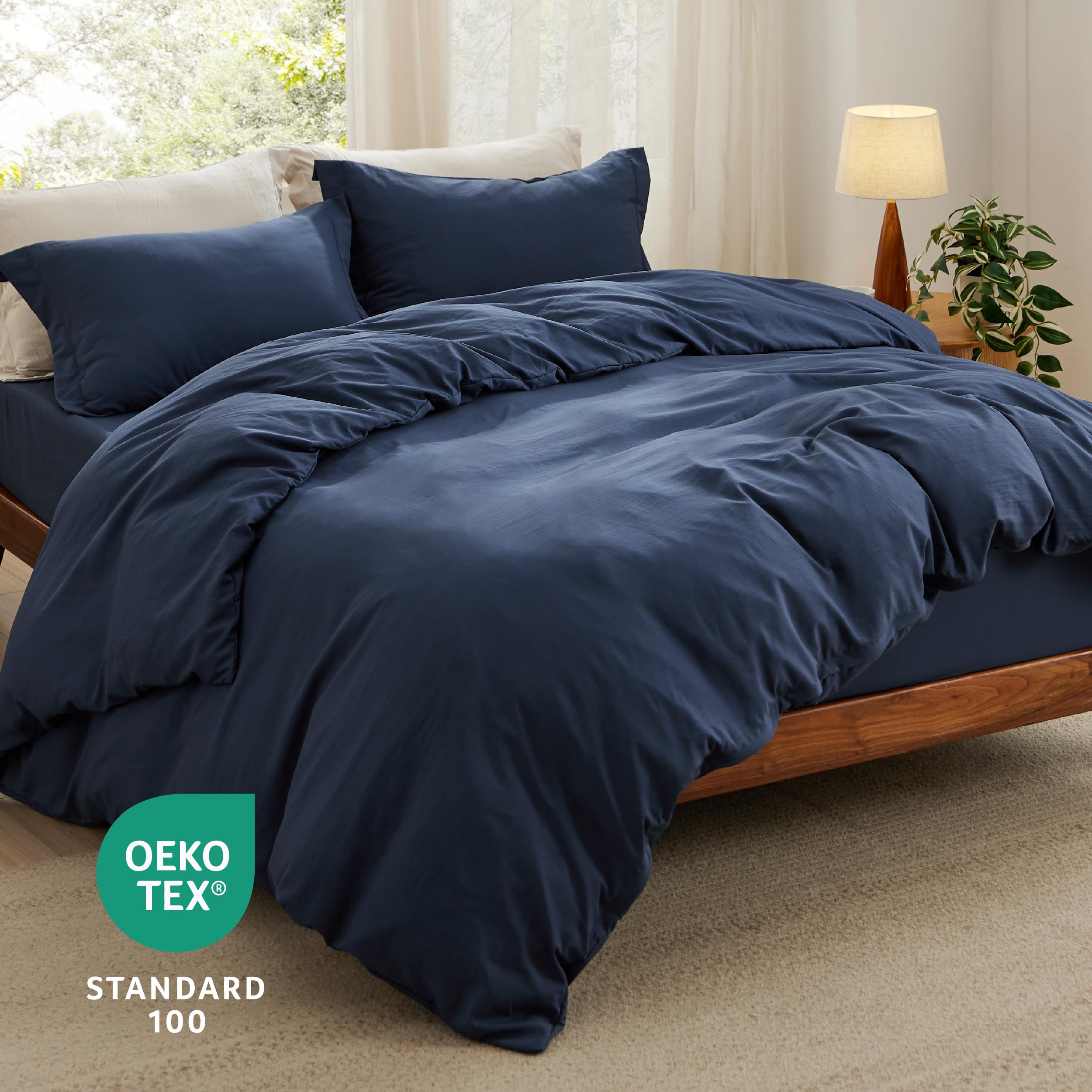 Foto 5 pulgar | Juego de Cama Bedsure Queen con Sábana Bajera Azul Marino - Venta Internacional