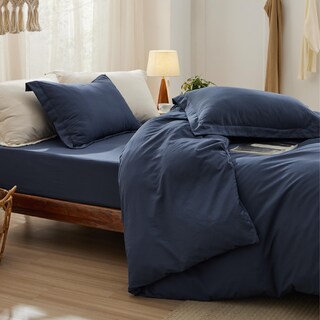 Foto 6 | Juego de Cama Bedsure Queen con Sábana Bajera Azul Marino - Venta Internacional