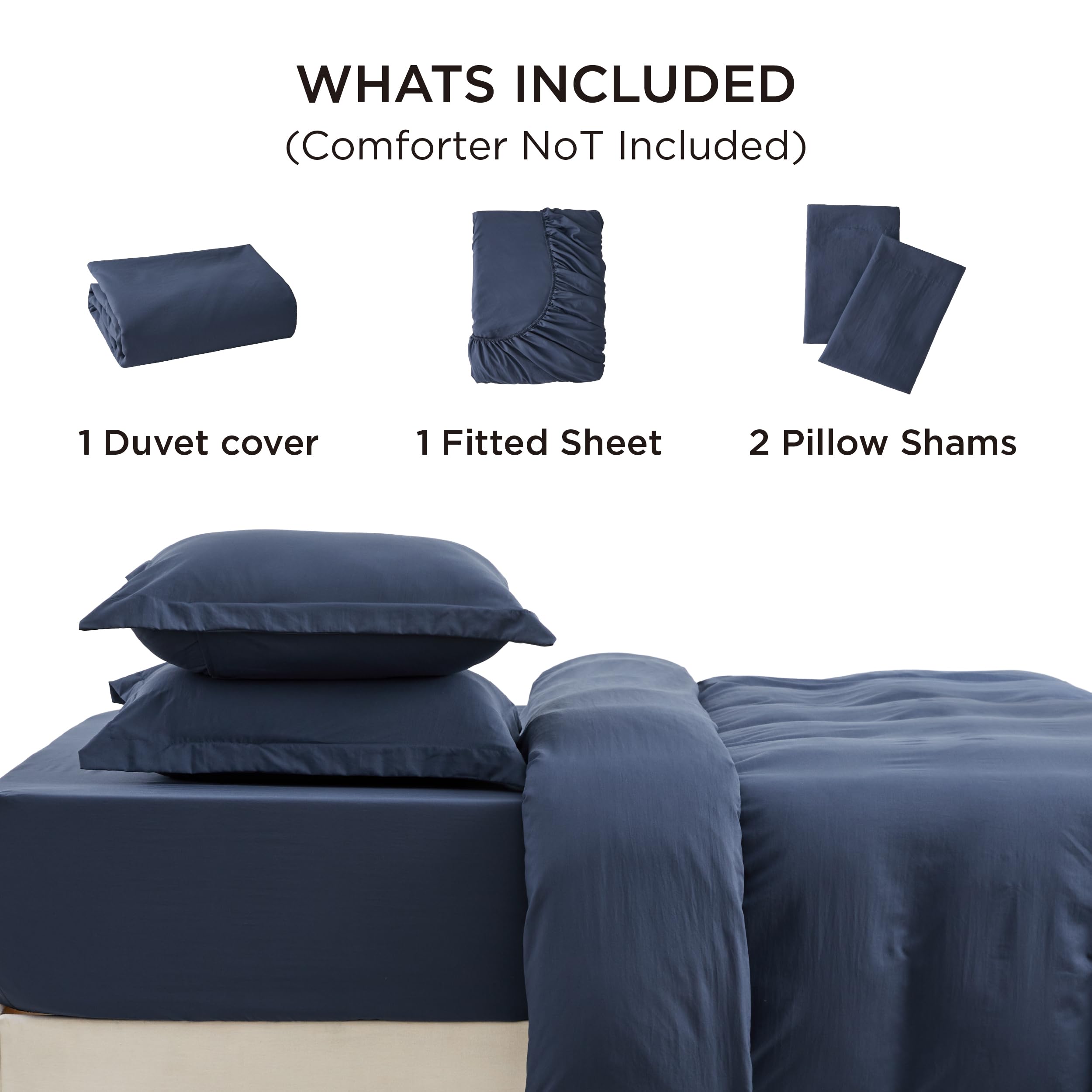 Foto 8 pulgar | Juego de Cama Bedsure Queen con Sábana Bajera Azul Marino - Venta Internacional