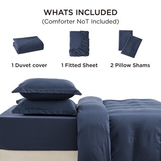 Foto 7 | Juego de Cama Bedsure Queen con Sábana Bajera Azul Marino - Venta Internacional