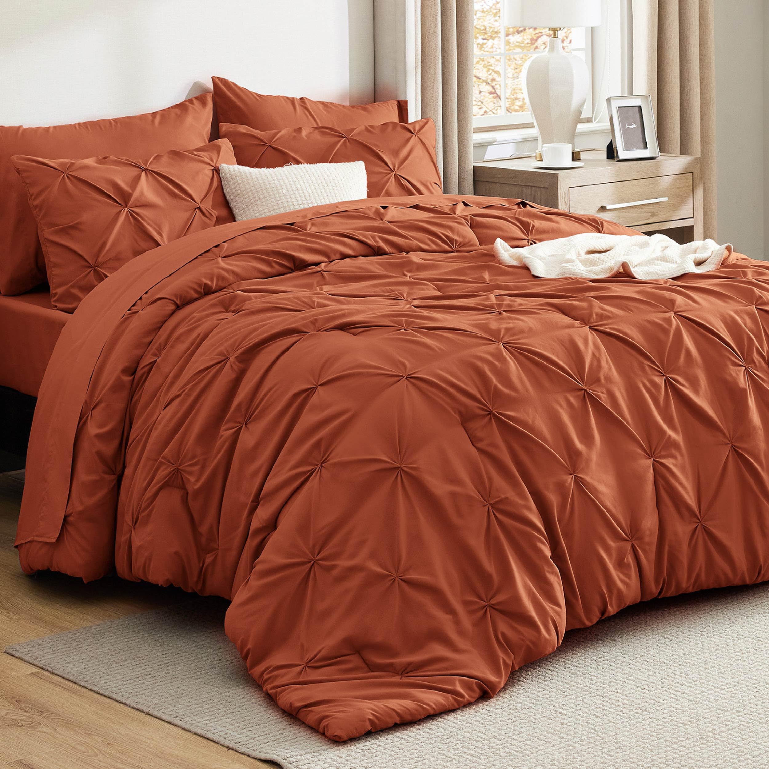 Juego de Edredón Bedsure King Size 7 Piezas Naranja Quemado - Venta Internacional