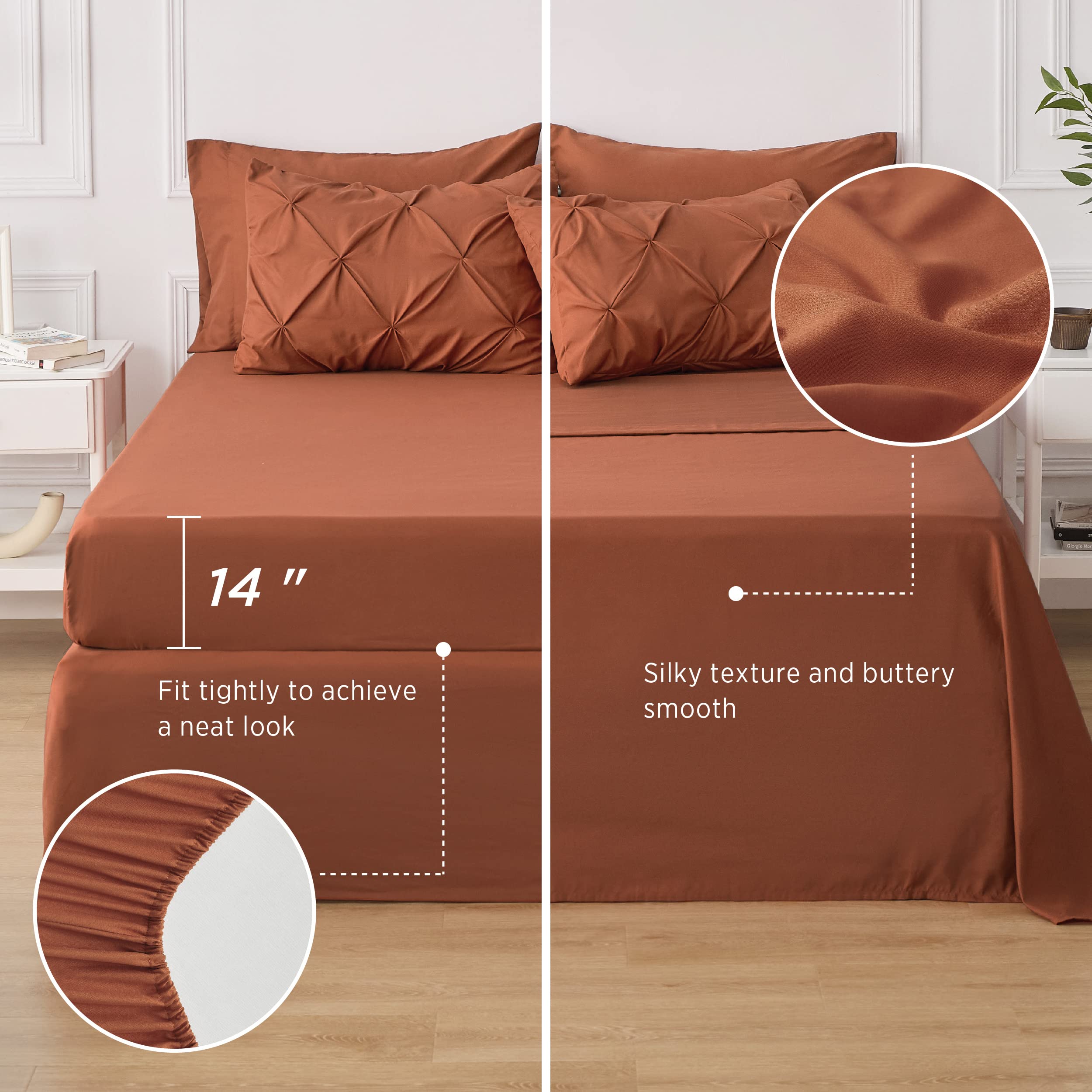 Foto 5 | Juego de Edredón Bedsure King Size 7 Piezas Naranja Quemado - Venta Internacional