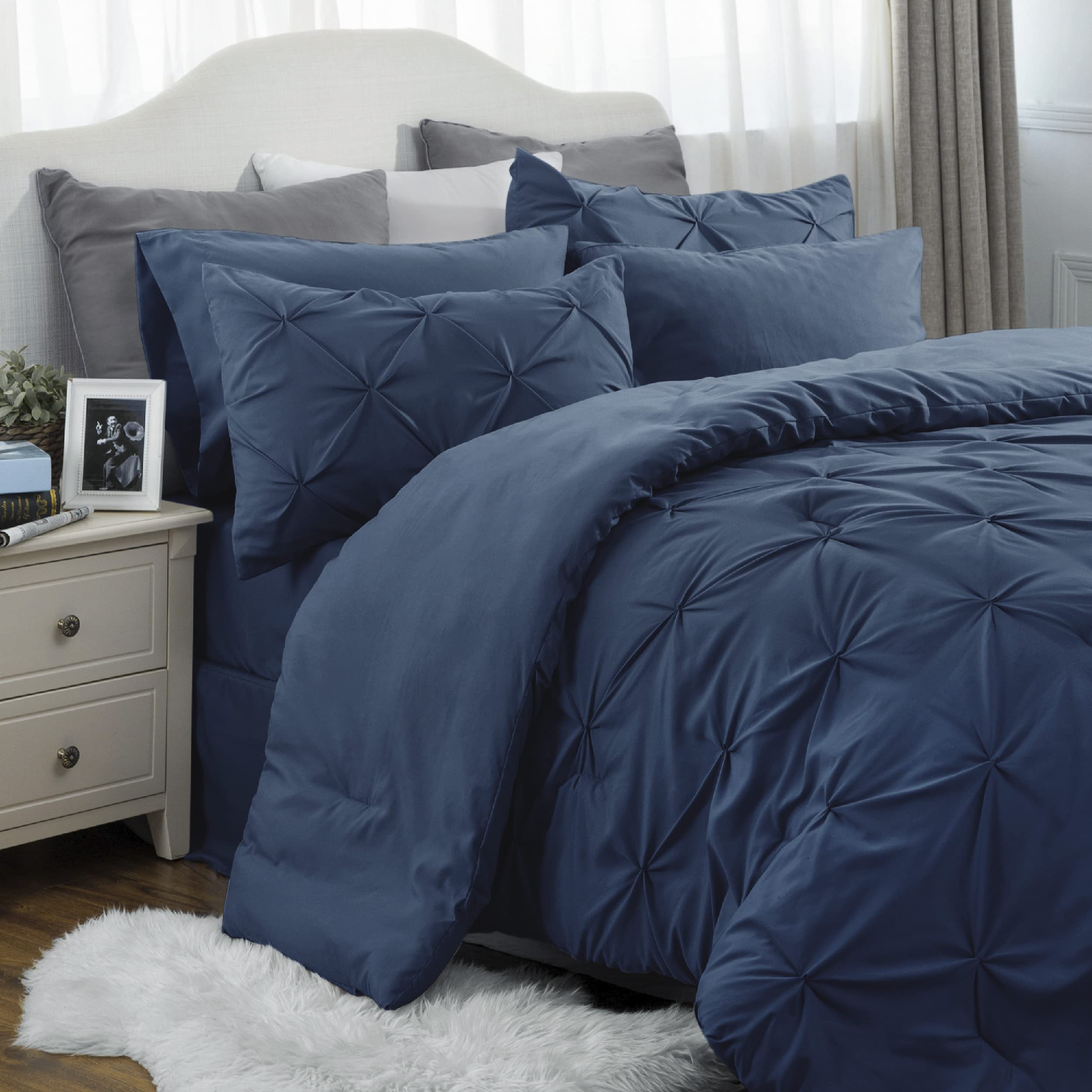 Juego De Edredón Bedsure California King Navy, 7 Piezas - Venta Internacional.