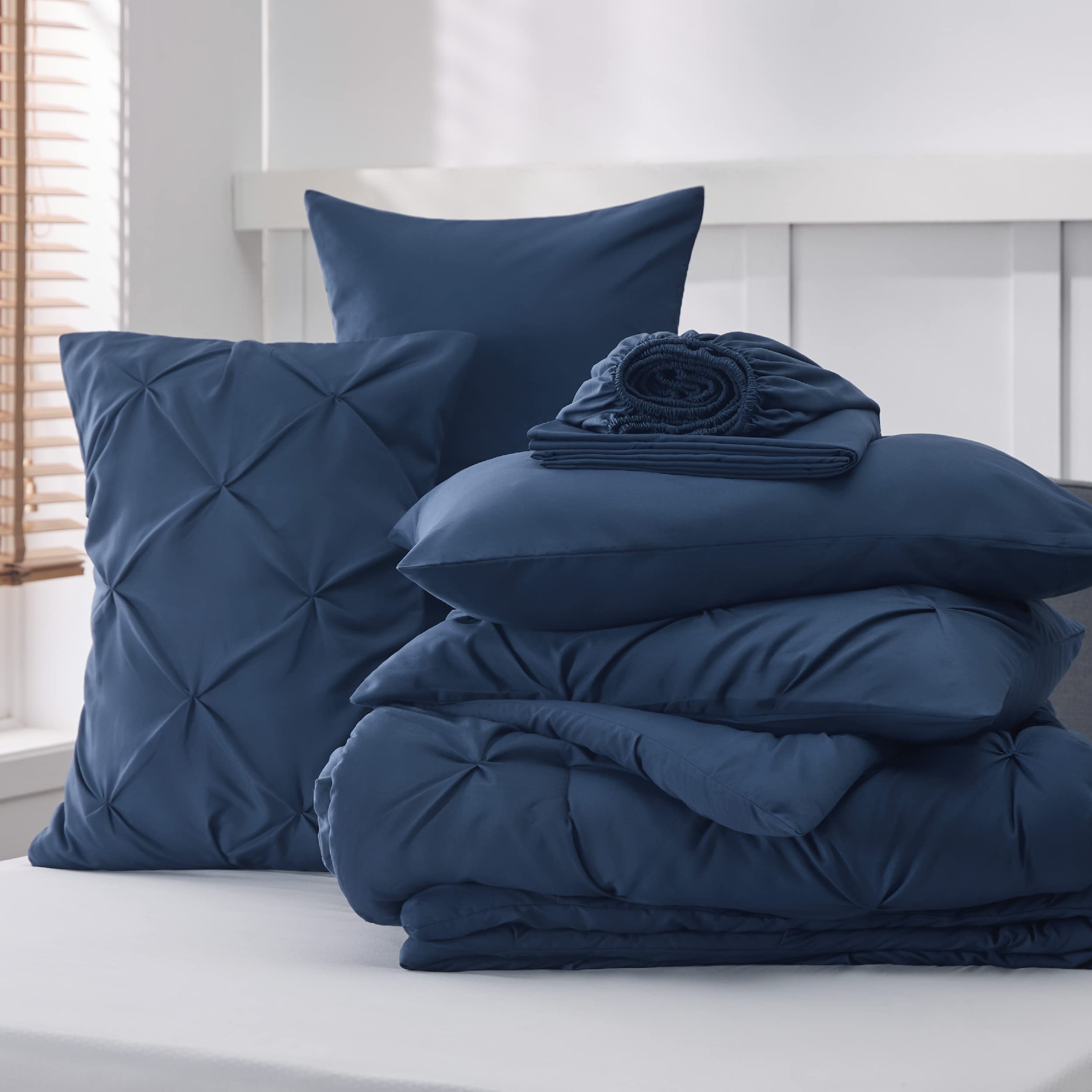 Foto 7 | Juego De Edredón Bedsure California King Navy, 7 Piezas - Venta Internacional.