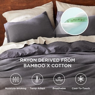 Foto 3 | Juego de Fundas de Edredón Bedsure Cooling Waffle Queen Size color Carbón - Venta Internacional